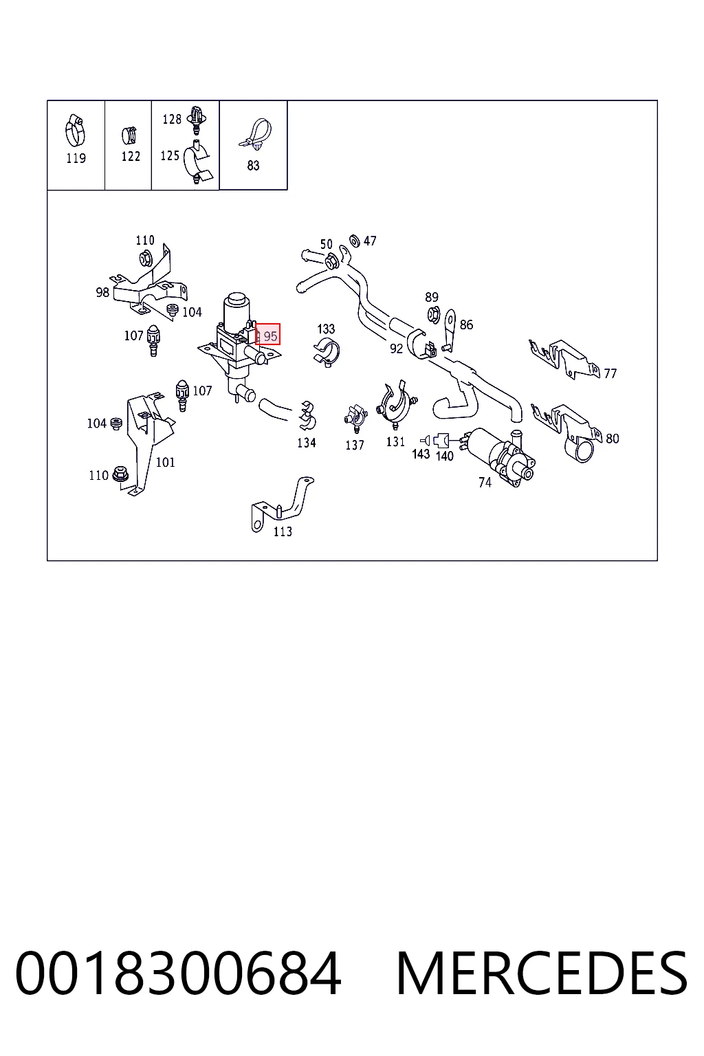 0018300684 Mercedes Кран системы отопления