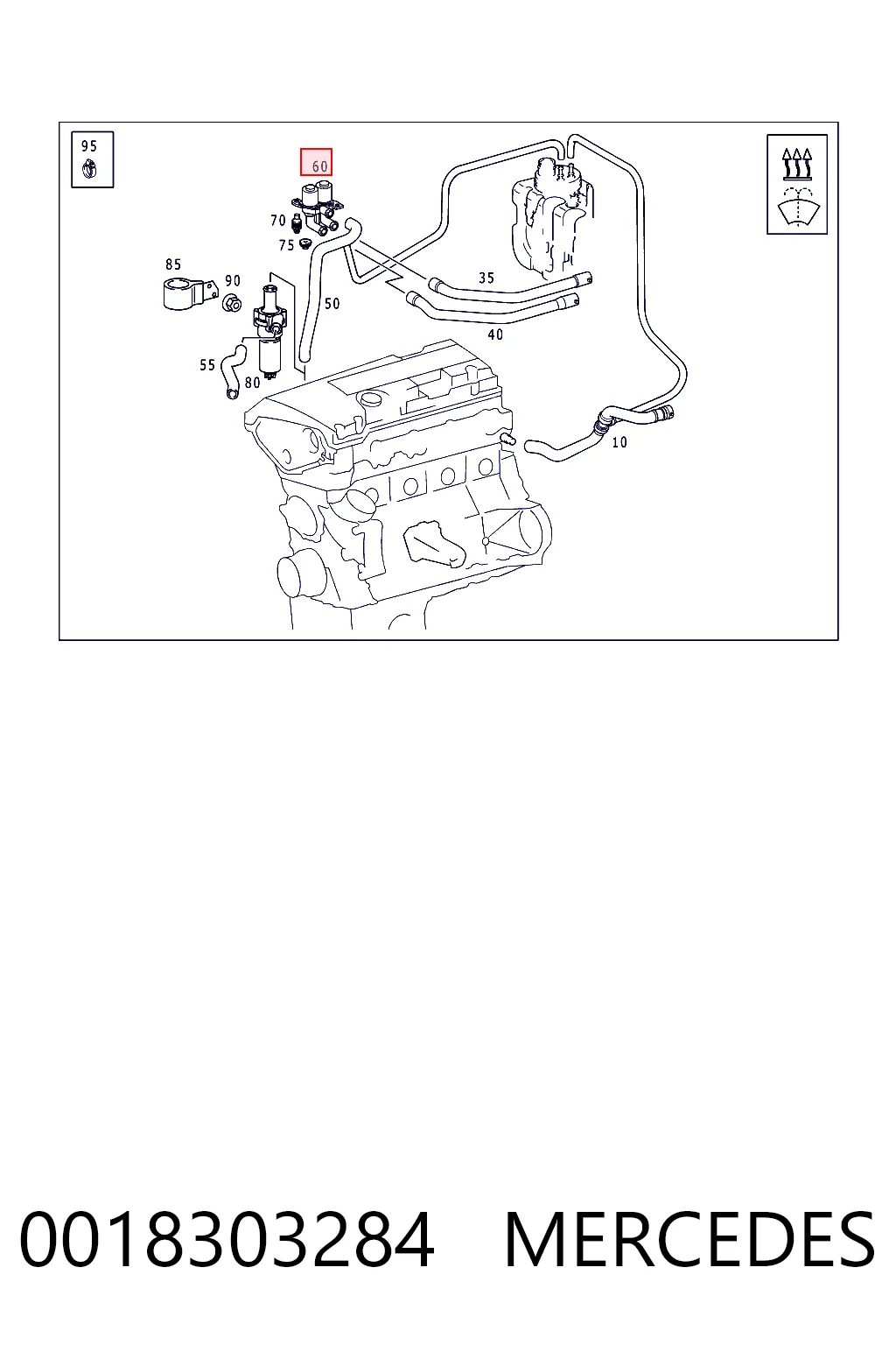 0018303284 Mercedes Кран системы отопления