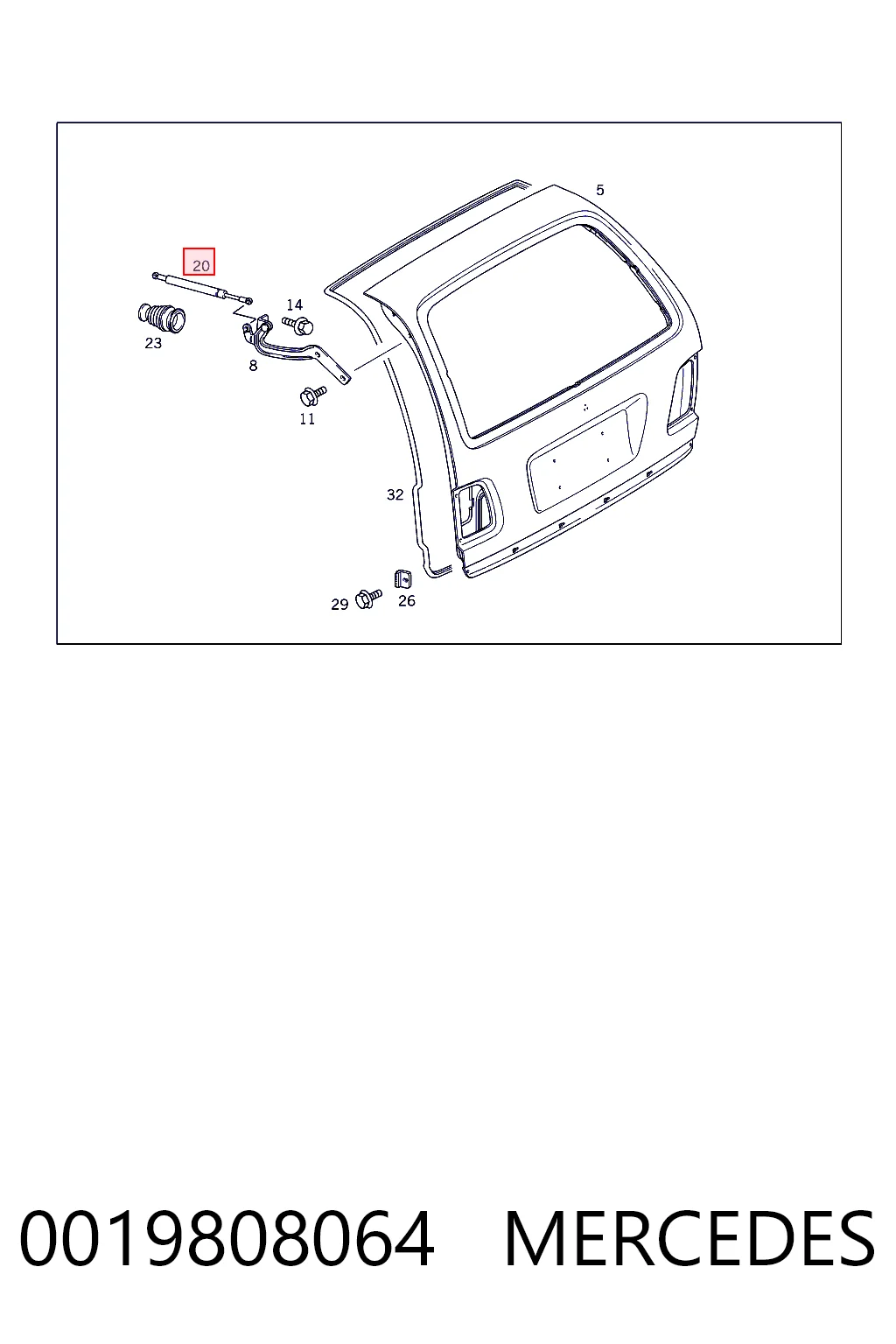 0019808064 Mercedes Амортизатор крышки багажника