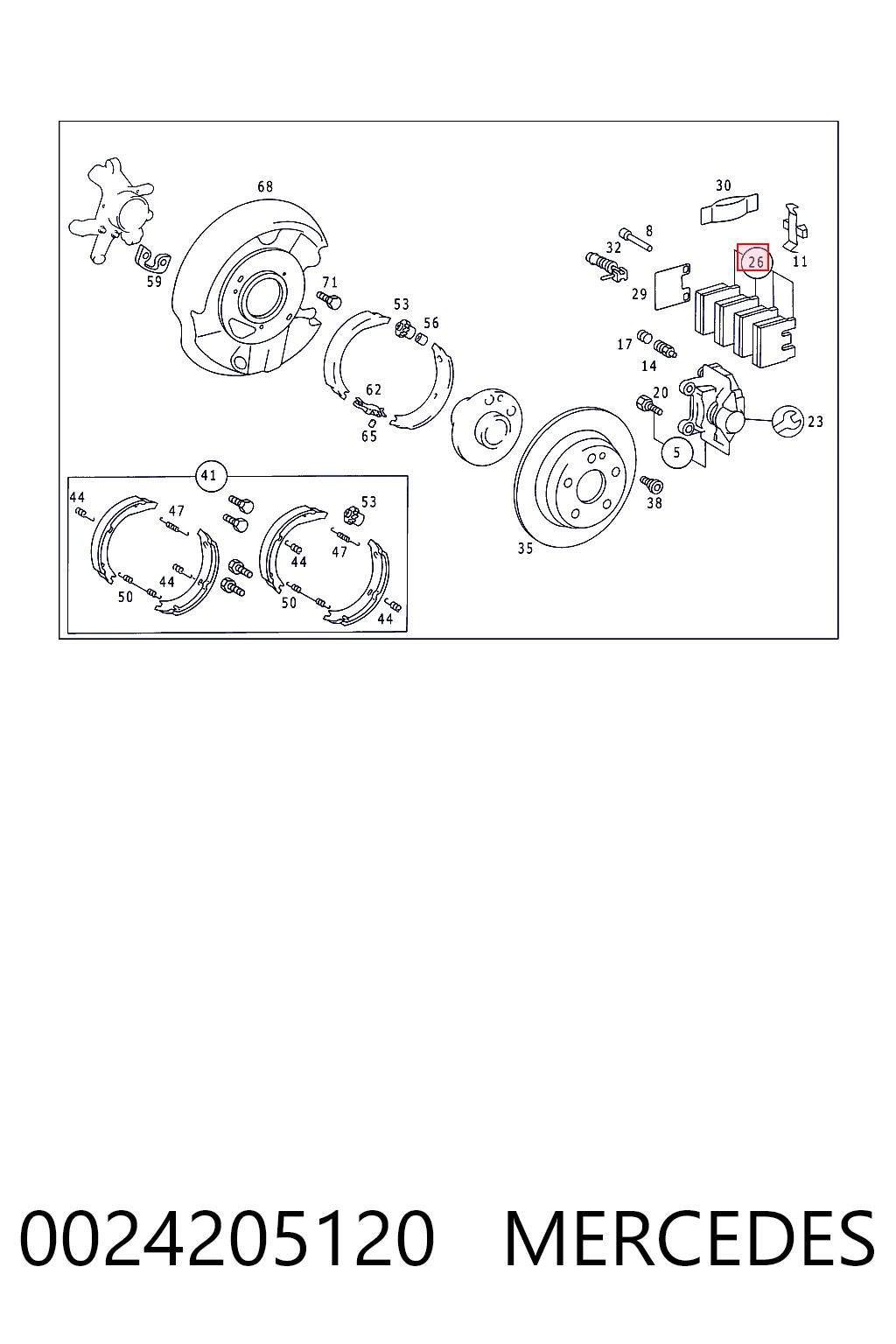 0024205120 Mercedes Колодки тормозные дисковые комплект