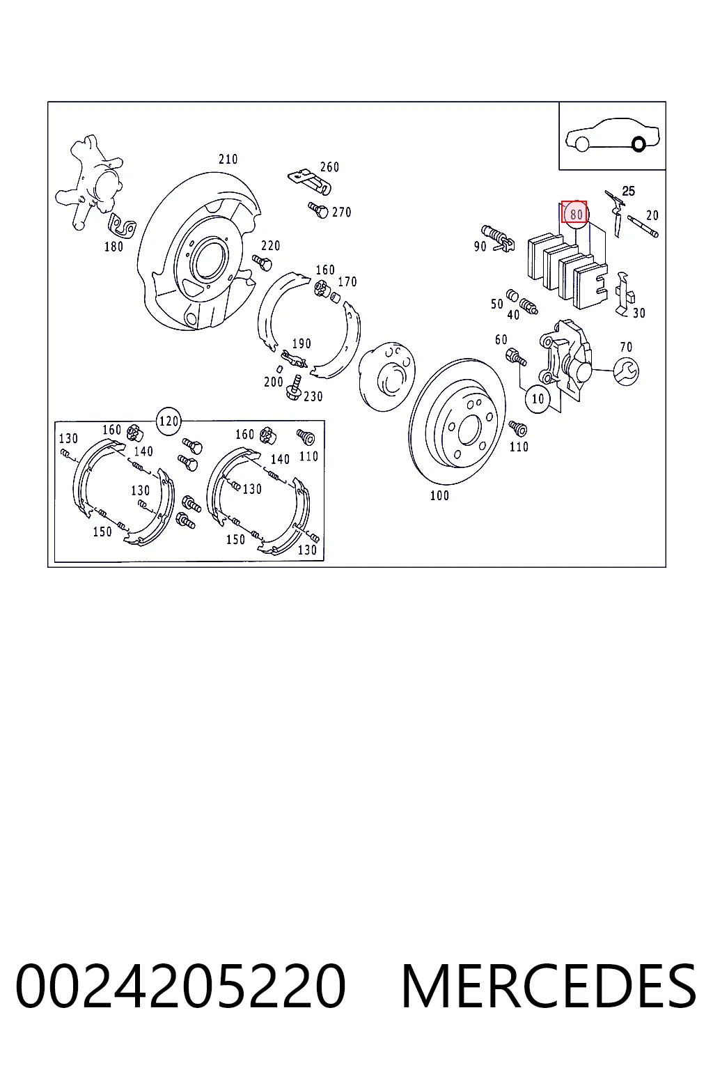 0024205220 Mercedes Колодки тормозные дисковые комплект