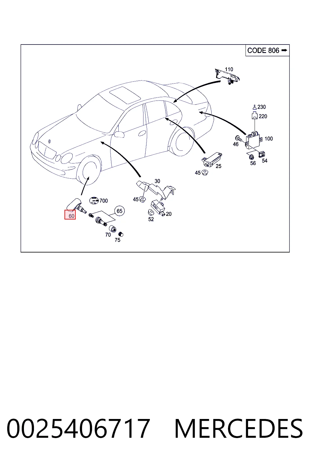 0025406717 Mercedes Манометр воздушный