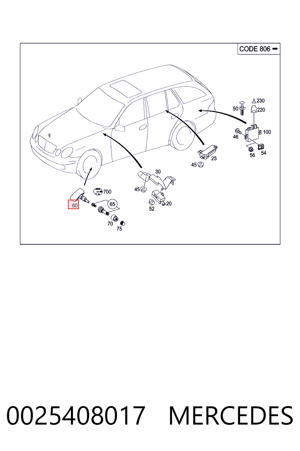 0025408017 Mercedes Манометр воздушный