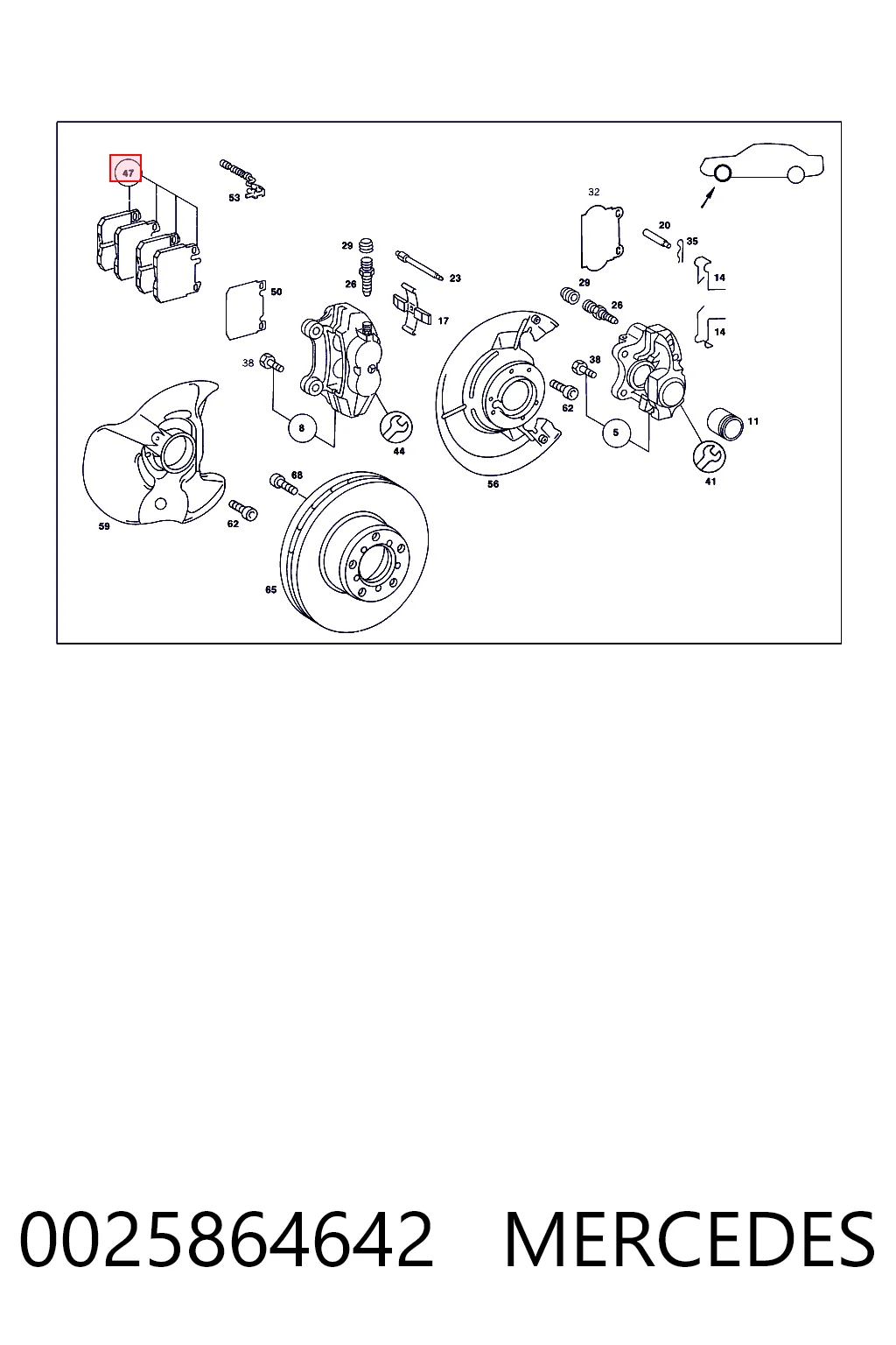 0025864642 Mercedes Колодки передние