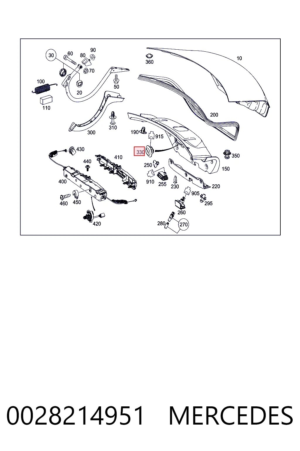 0028214951 Mercedes Кнопка привода замка крышки багажника (двери 3/5-й (ляды)