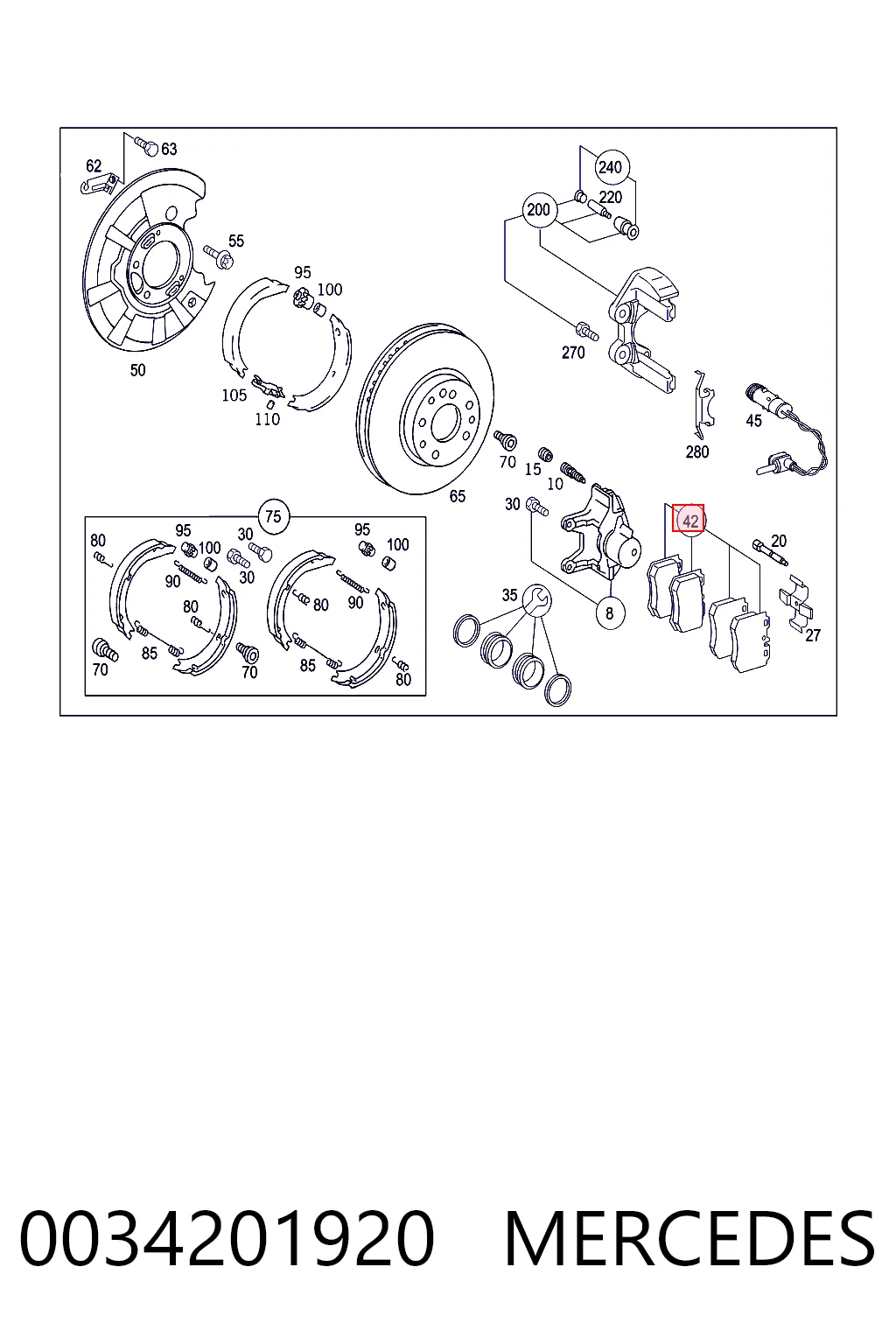0034201920 Mercedes Колодки тормозные дисковые комплект