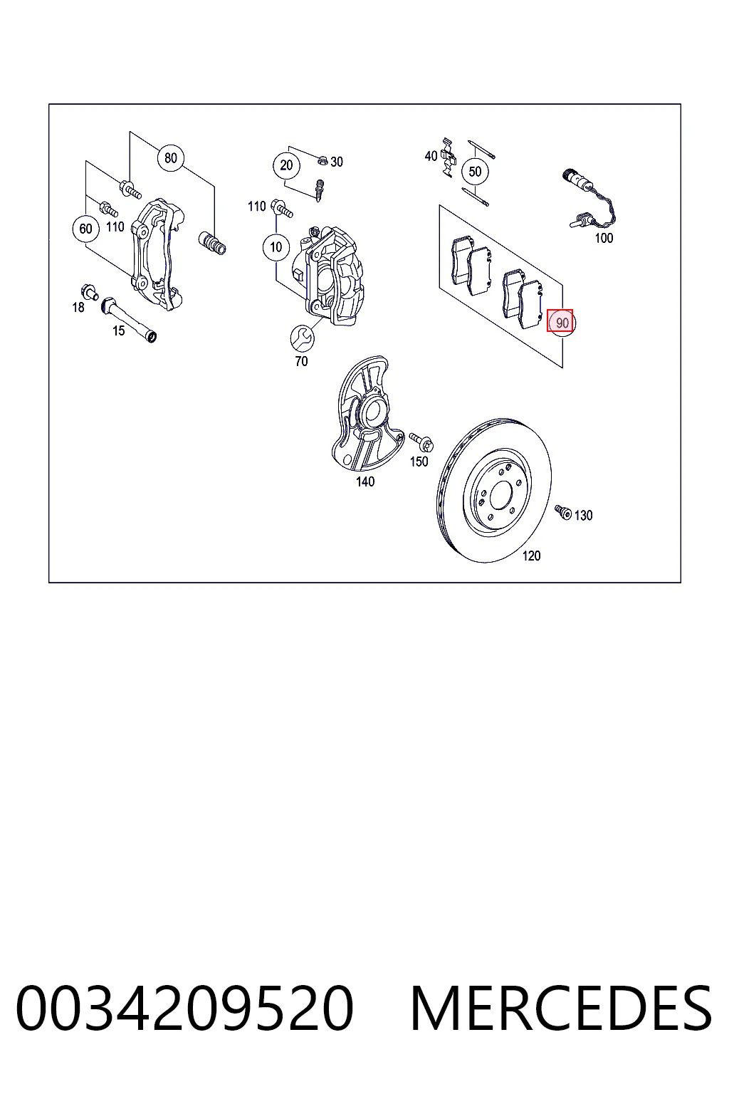 0034209520 Mercedes Колодки передние