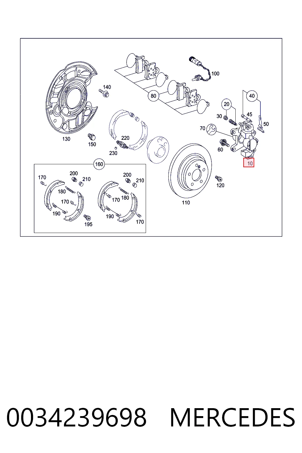 0034239698 Mercedes Тормозной суппорт задний левый