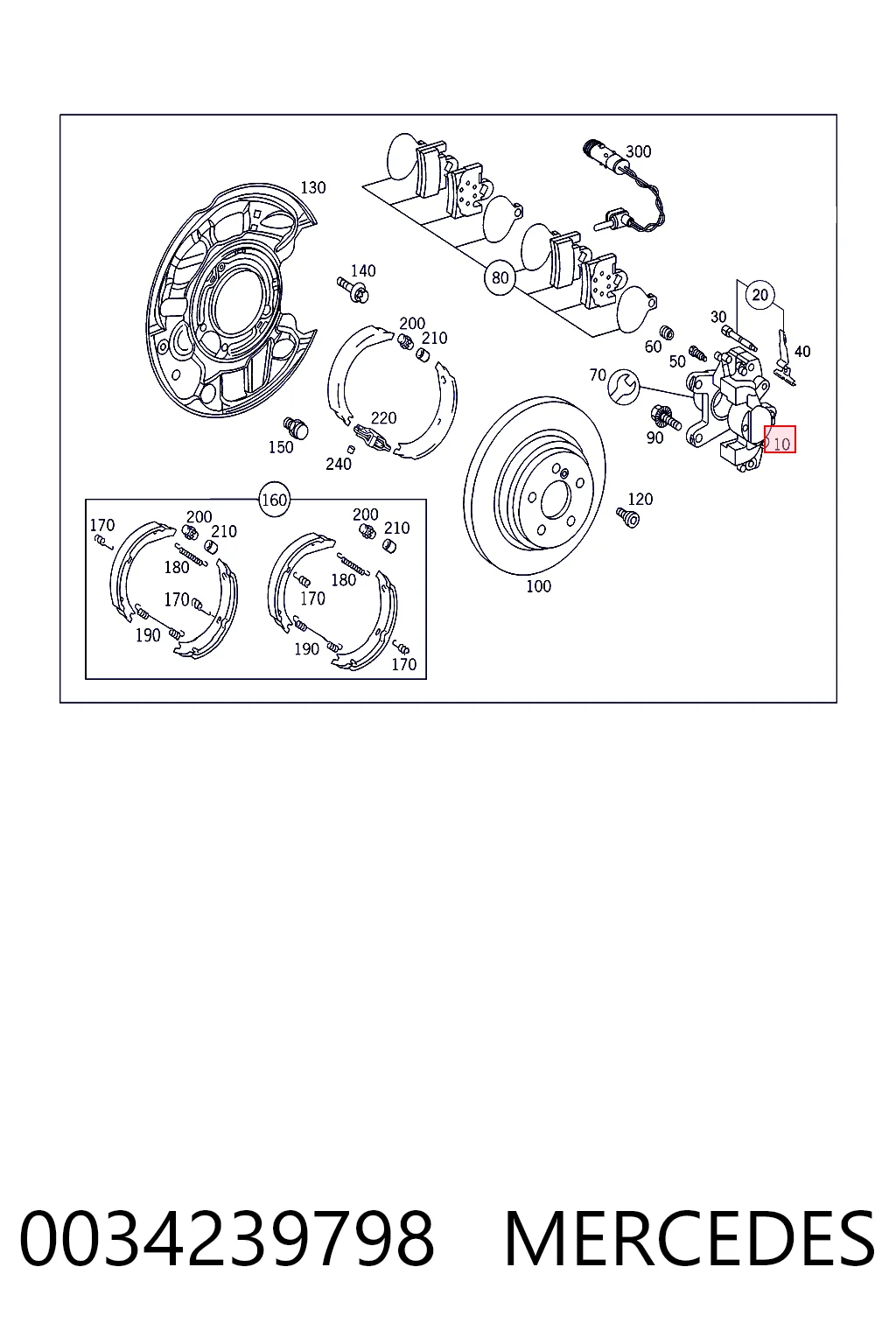 0034239798 Mercedes Суппорт тормозной задний правый