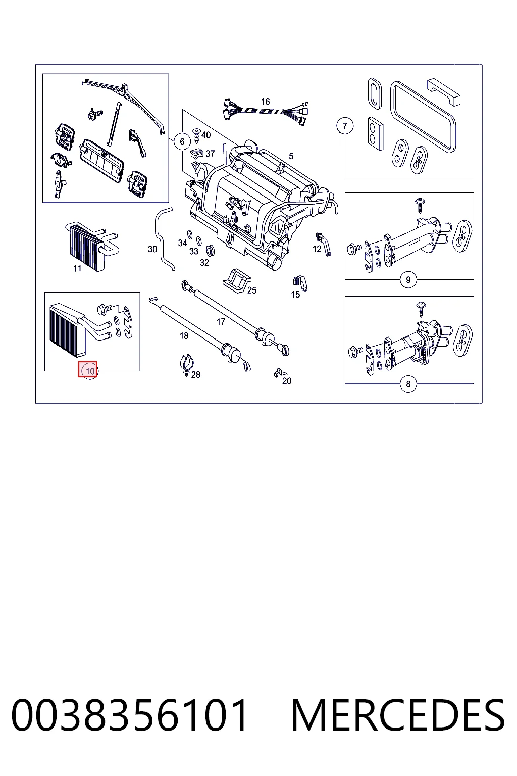 Радиатор печки (отопителя) MERCEDES 0038356101