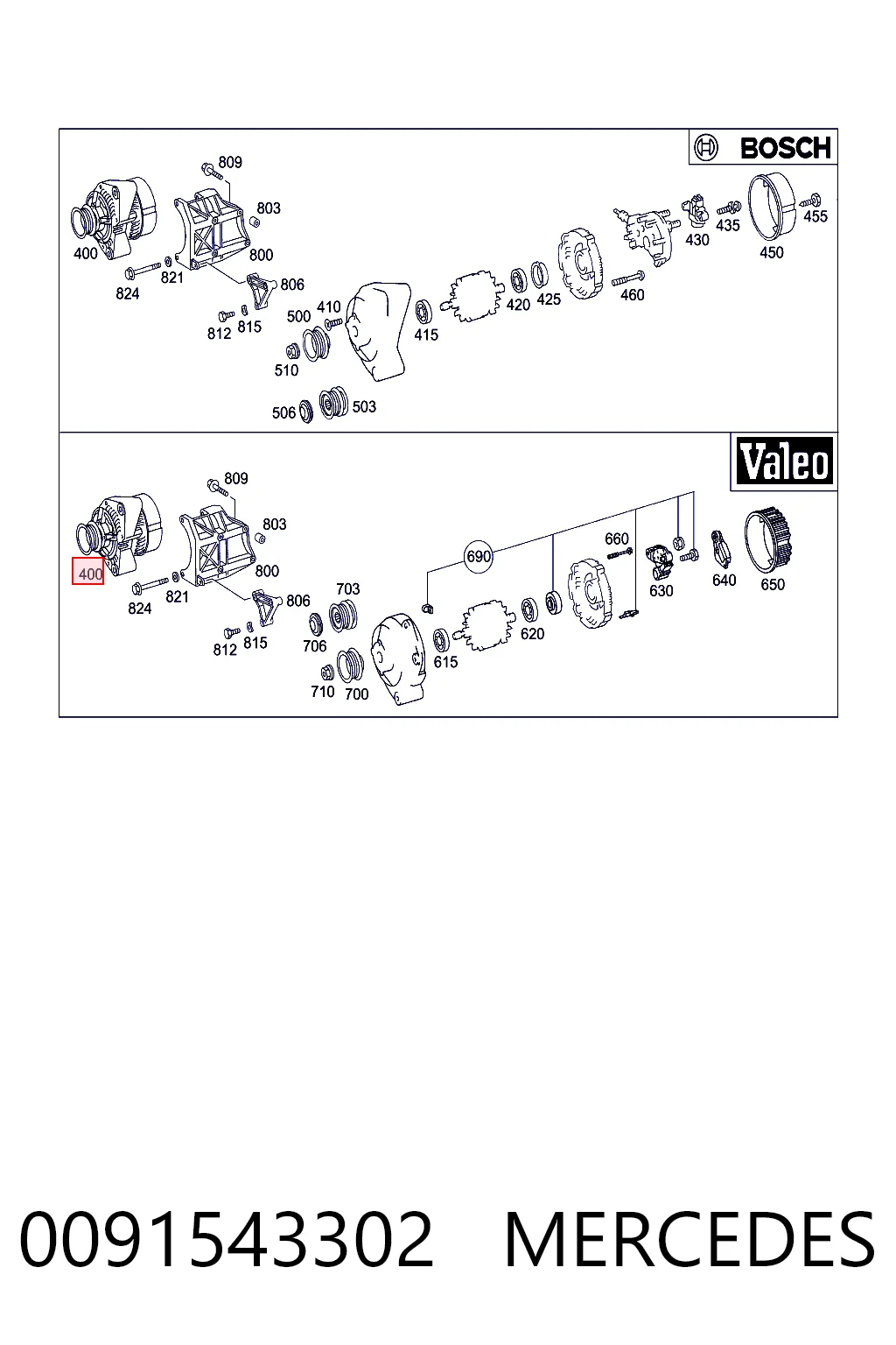 0091543302 Mercedes Генератор автомобильный