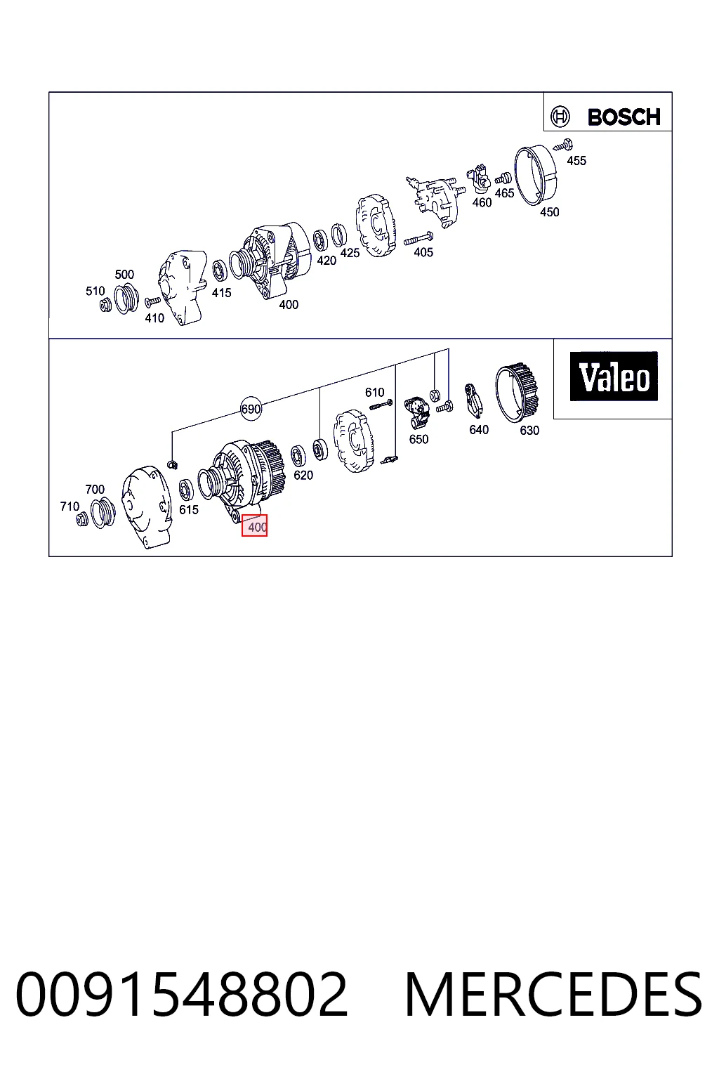 0091548802 Mercedes Генератор автомобильный