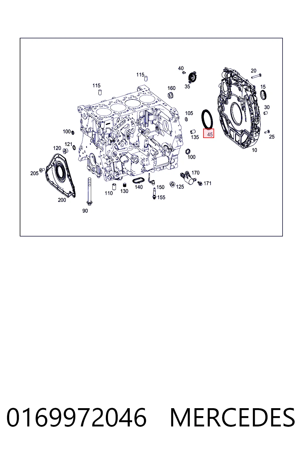 0169972046 Mercedes Сальник коленвала двигателя, задний