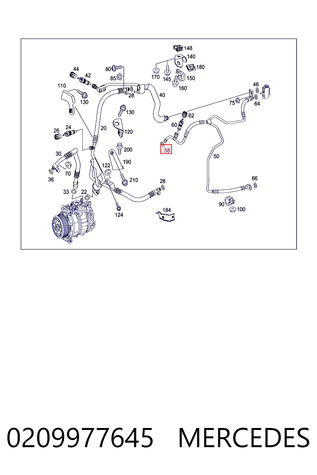0209977645 Mercedes Прокладка трубки кондиционера