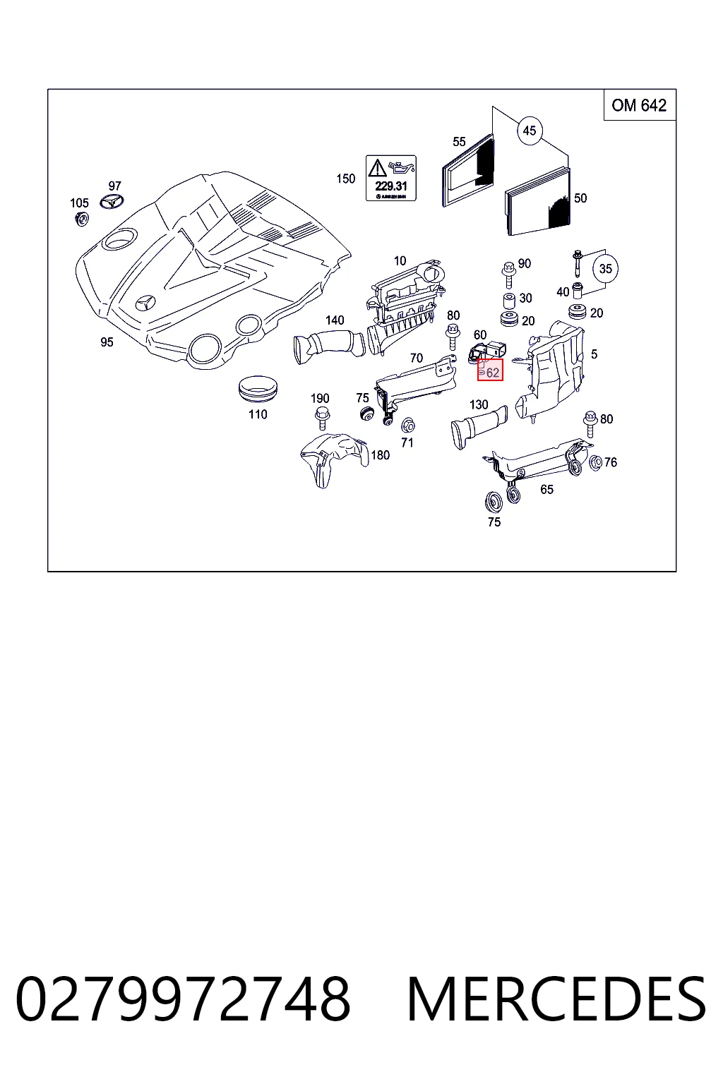 0279972748 Mercedes Уплотнительное кольцо патрубка интеркуллера