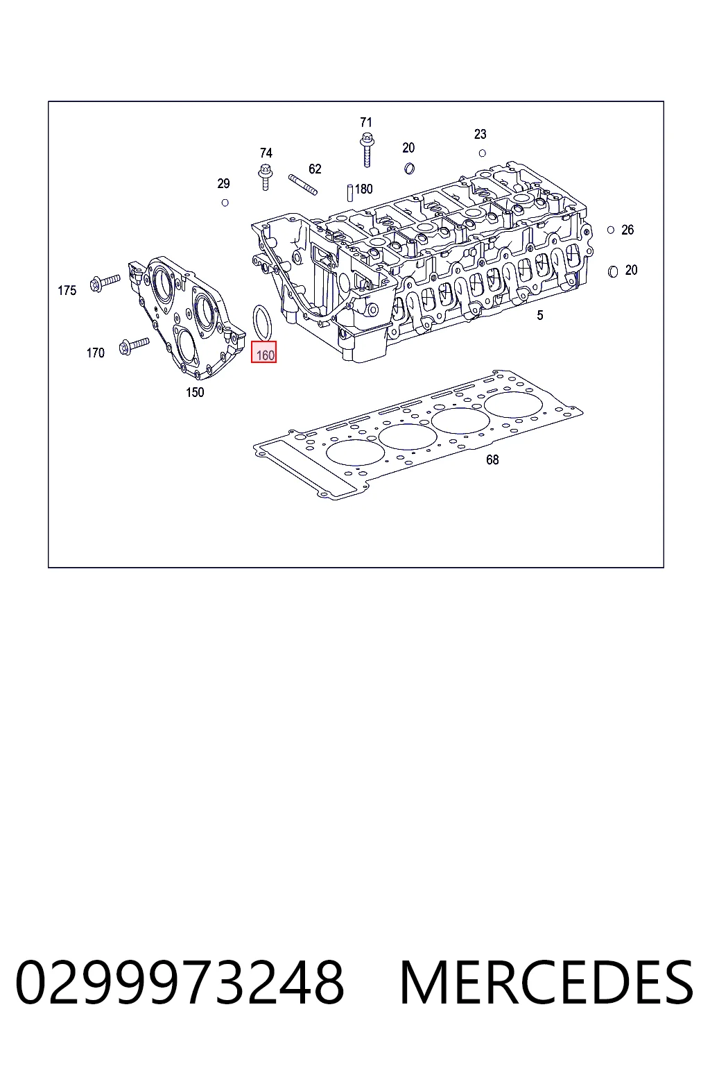 0299973248 Mercedes Кольцо уплотнительное передней крышки ГБЦ