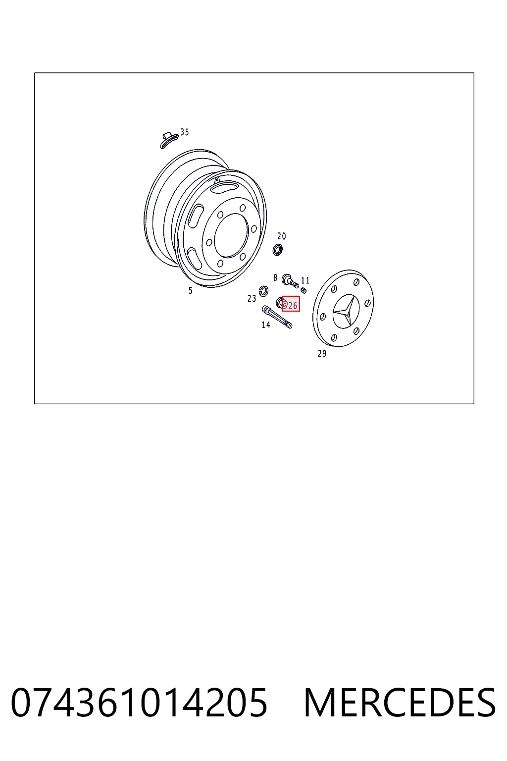 Гайка колесная MERCEDES 074361014205