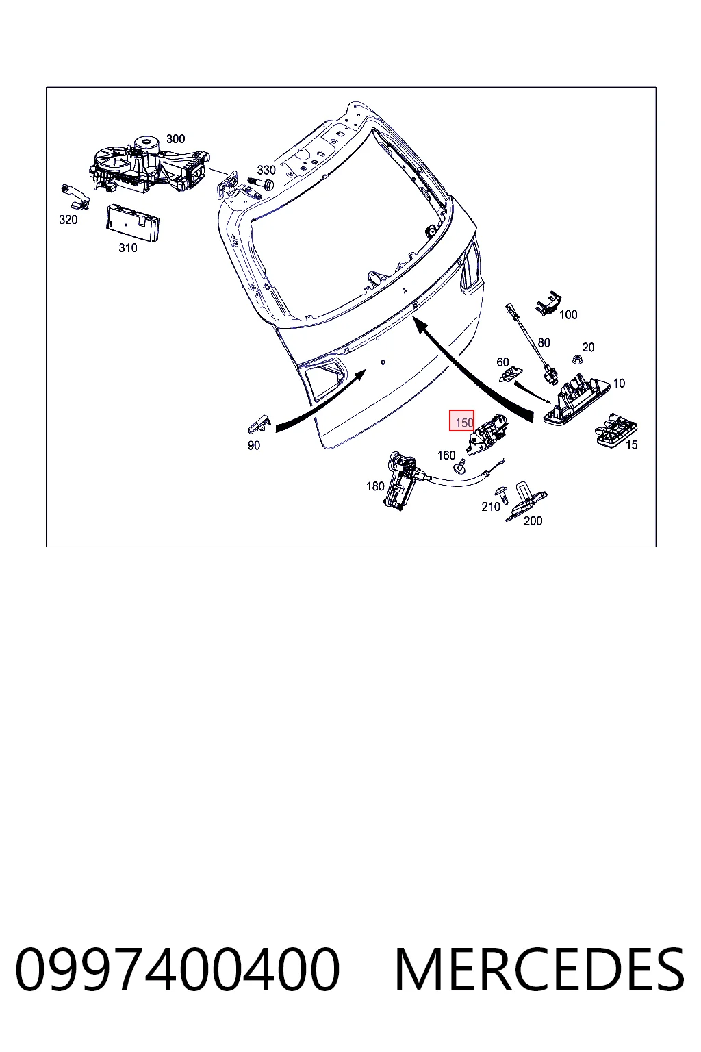 0997400400 Mercedes Замок пятой двери