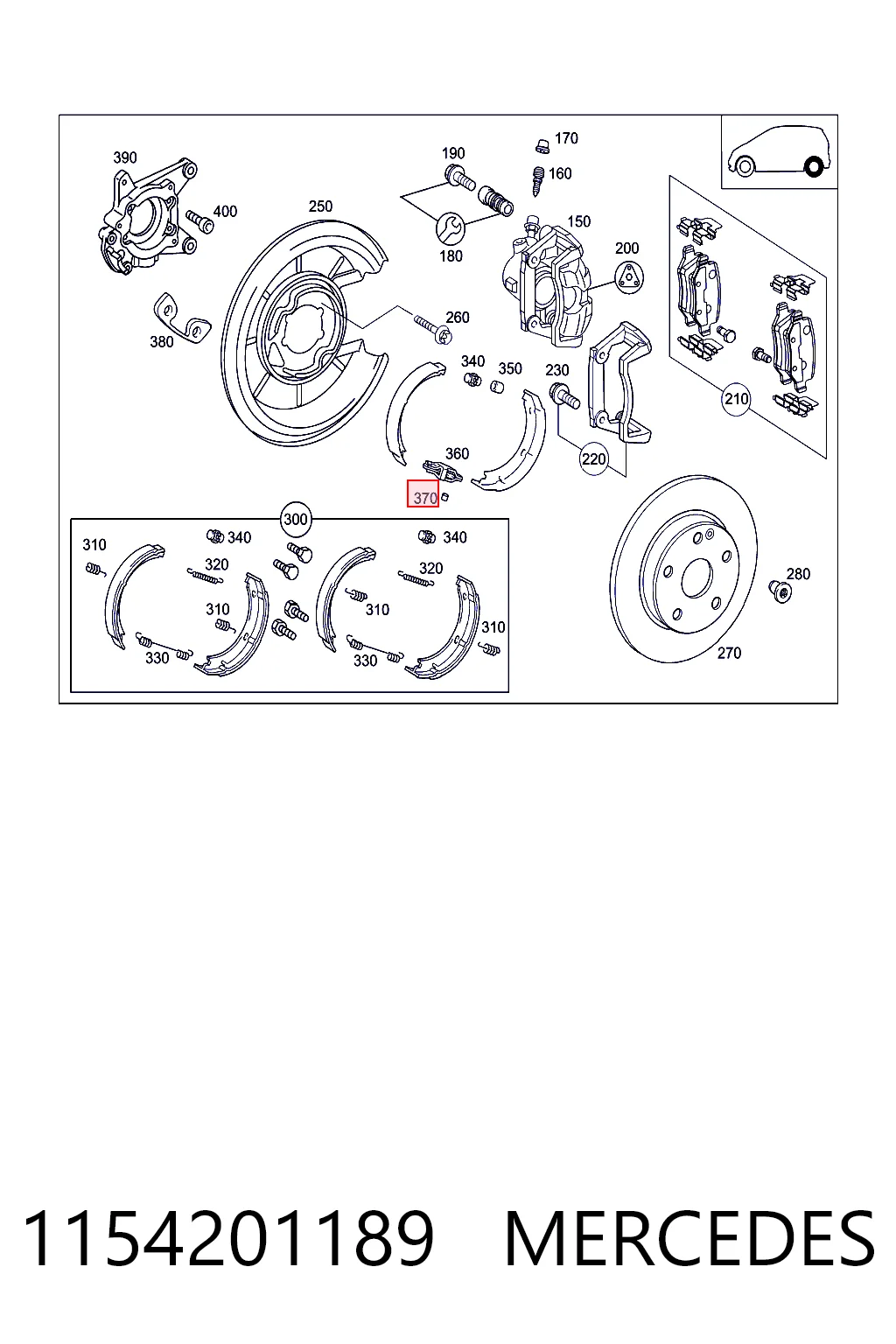 1154201189 Mercedes Ремкомплект ручного тормоза