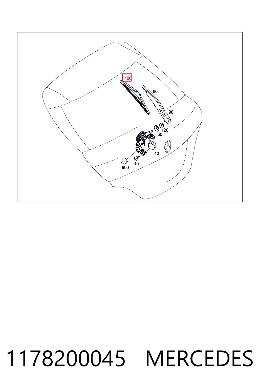 1178200045 Mercedes Щетка заднего стеклоочистителя