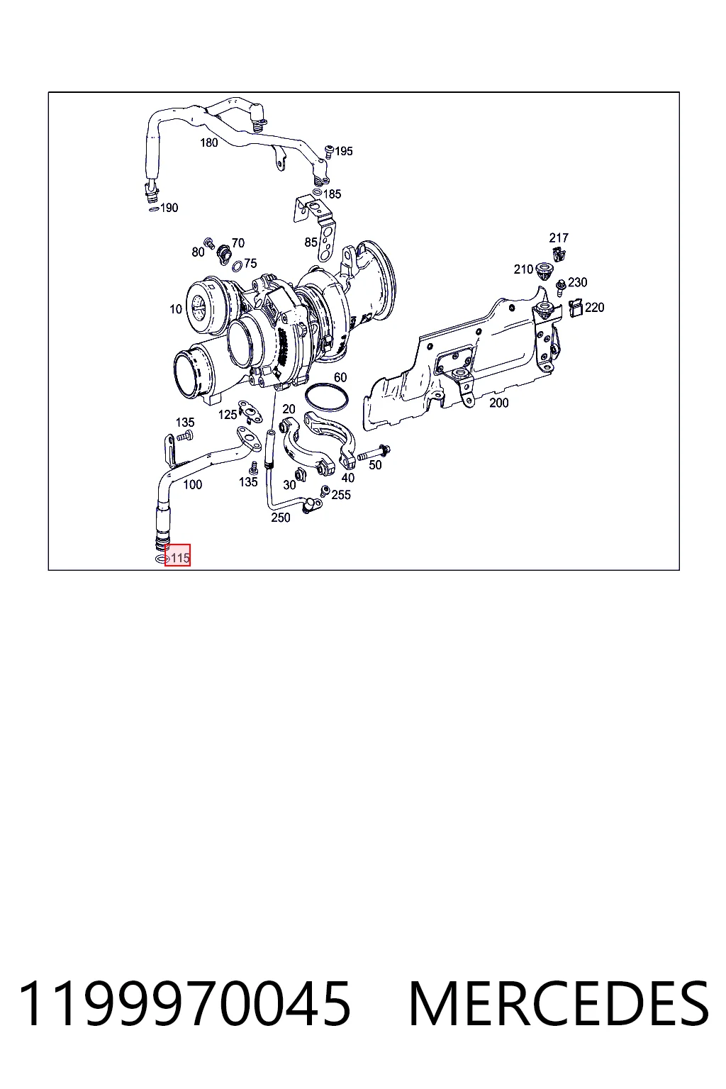 1199970045 Mercedes Кольцо уплотнительное  шланга охлаждения турбины, обратки