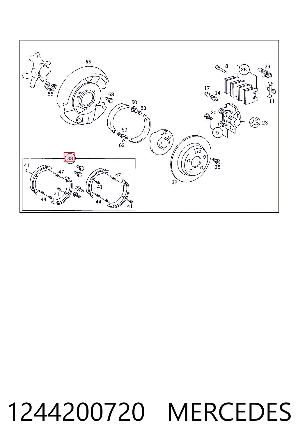 1244200720 Mercedes Тормозные колодки ручника