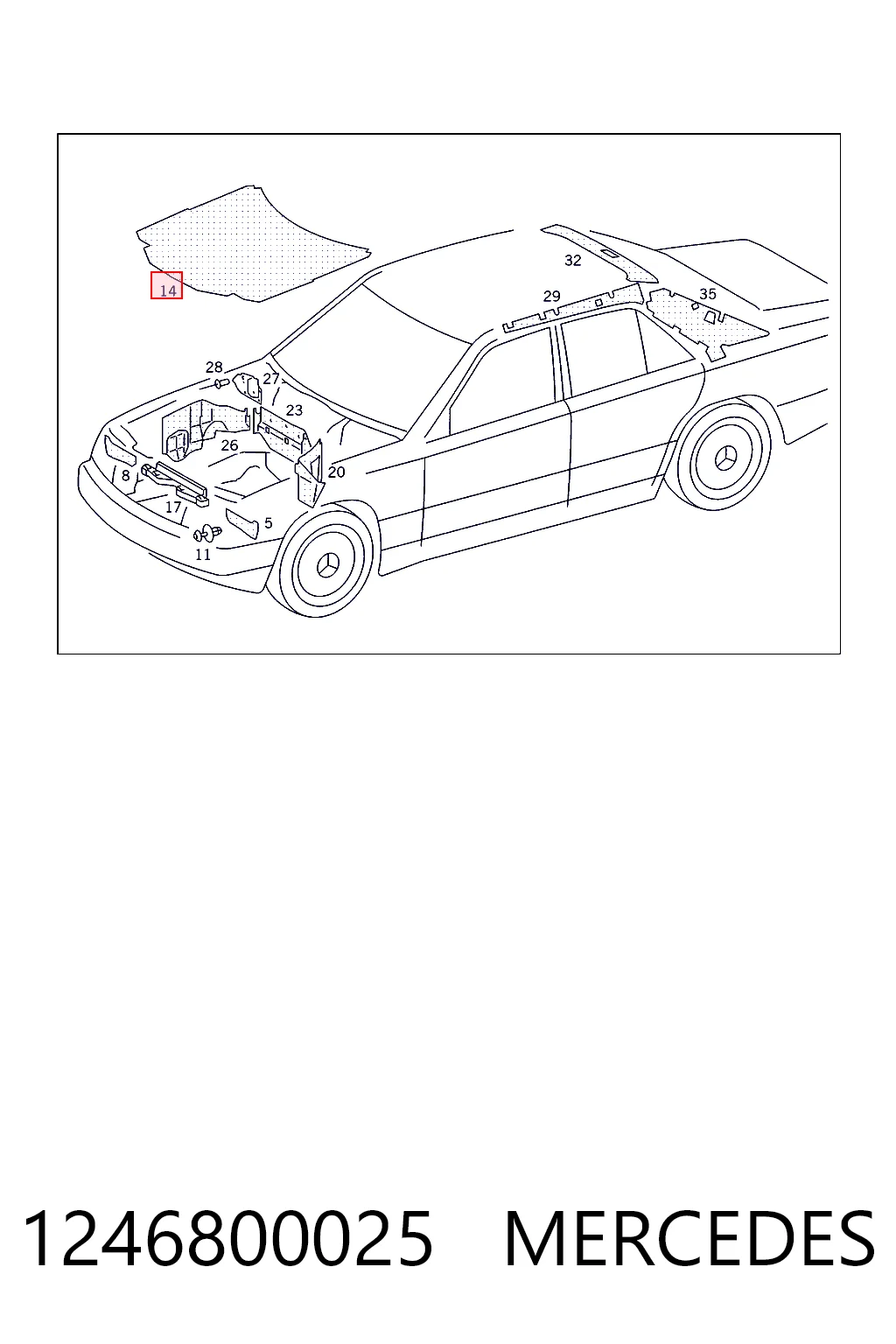 Обшивка капота Mercedes E универсал (S124) (1993 - 1996) цена, от 57.48 USD