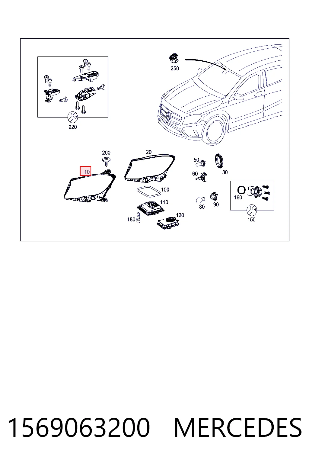 1569063200 Mercedes Фара передняя правая