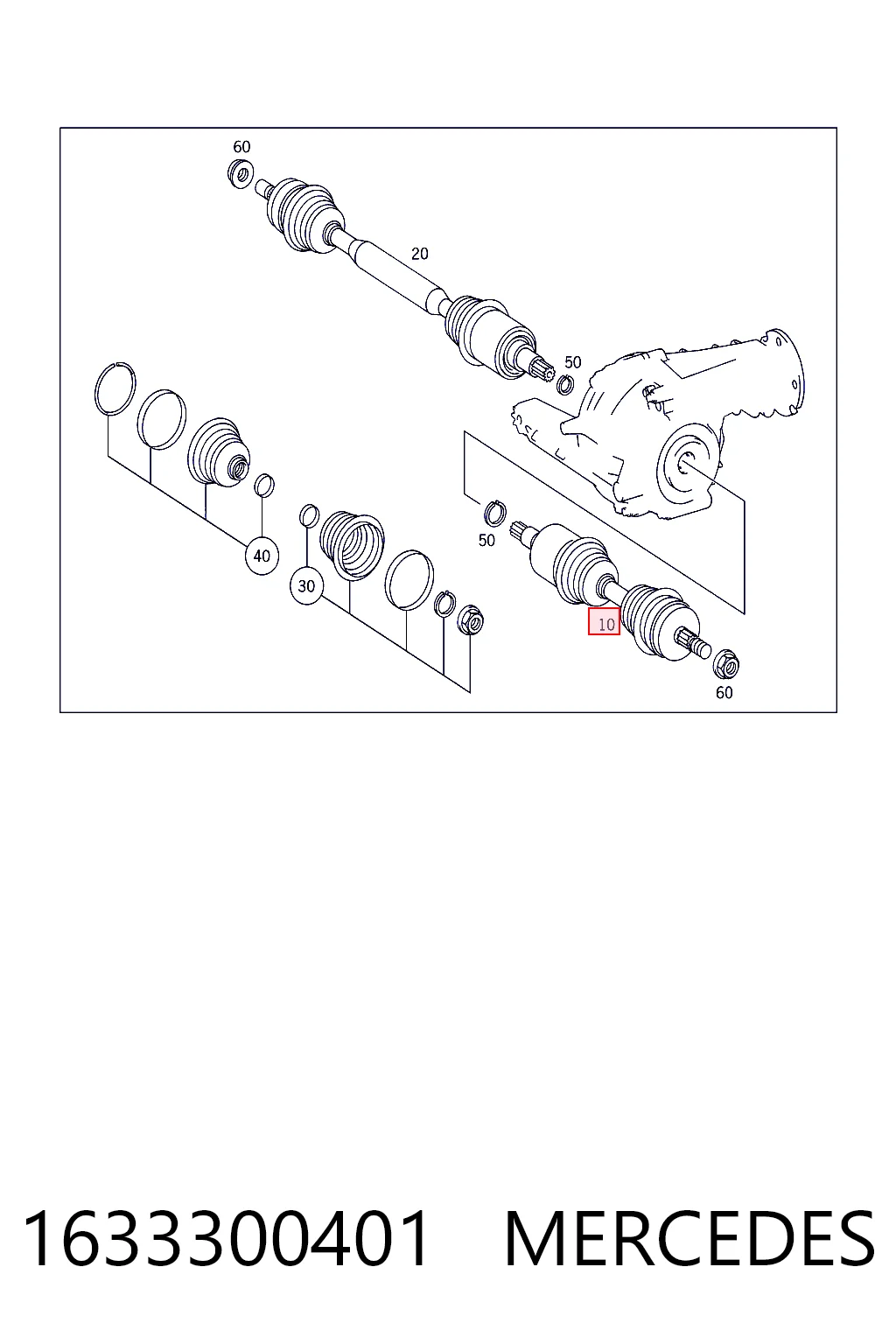 1633300401 Mercedes Полуось передняя левая