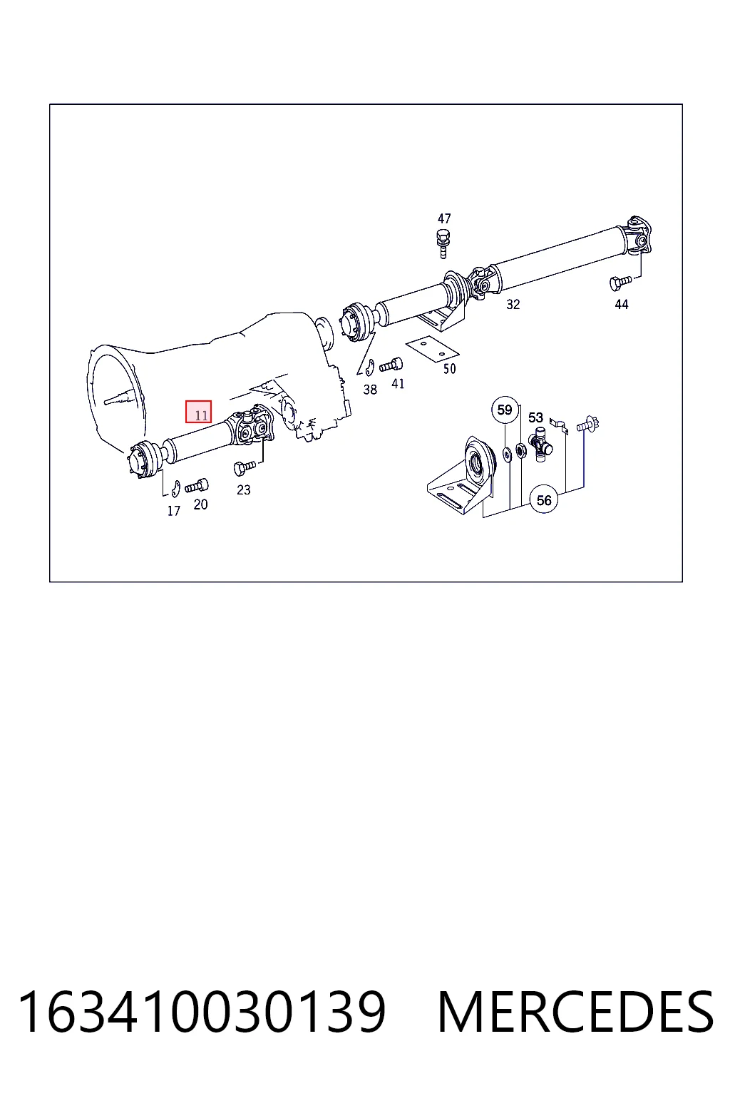 Вал карданный передний Posterparts BB3344