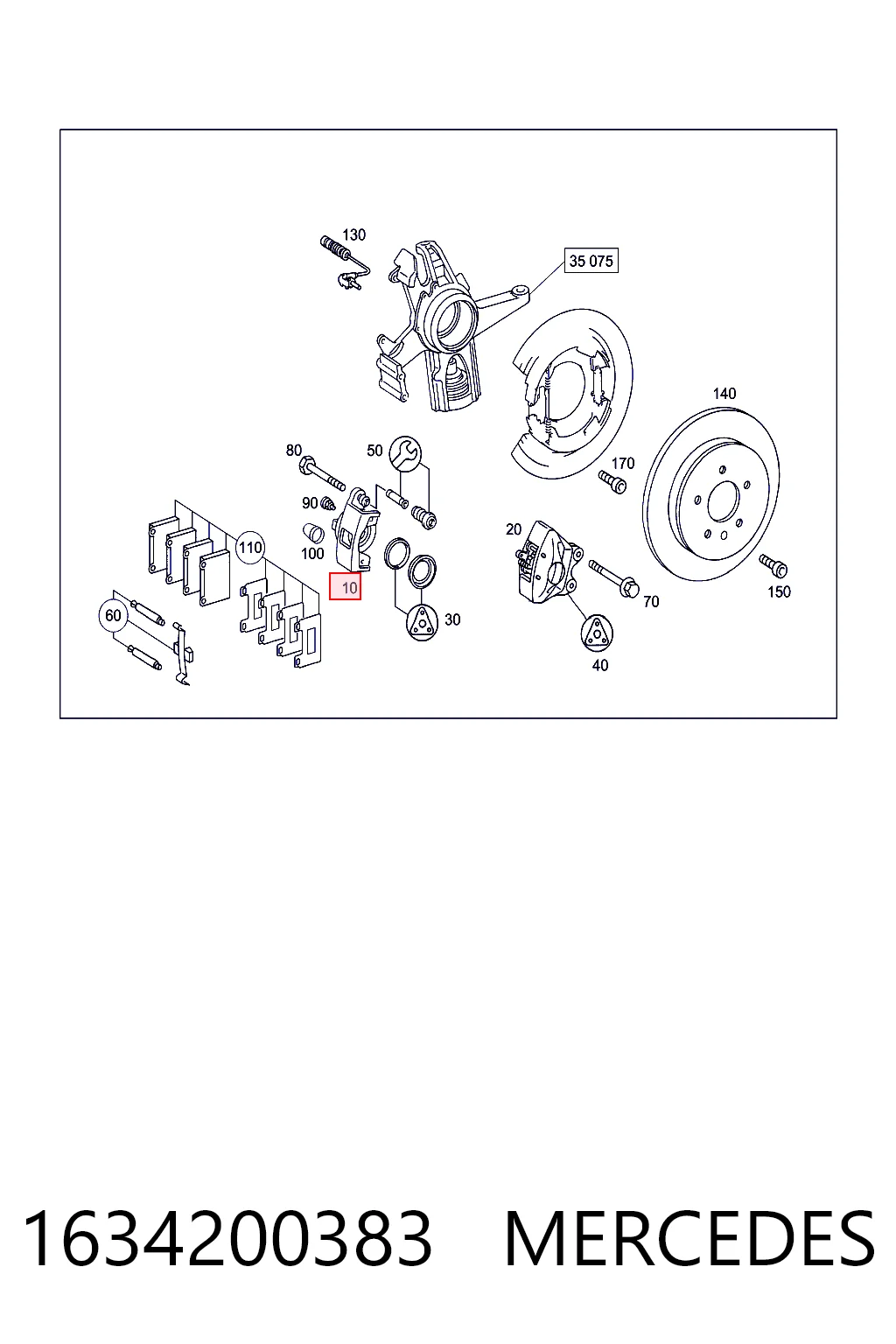 1634200383 Mercedes Тормозной суппорт задний левый
