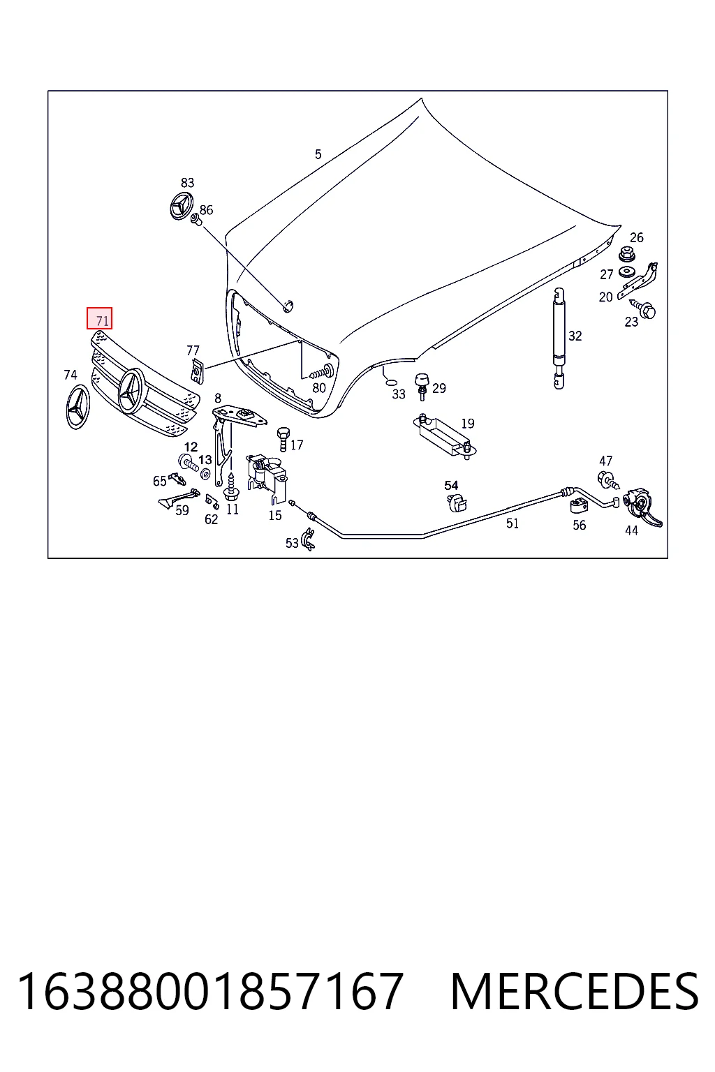 Облицовка радиатора Mercedes ML/GLE внедорожник (W163) (1998 - 2005) цена, от 86.67 USD