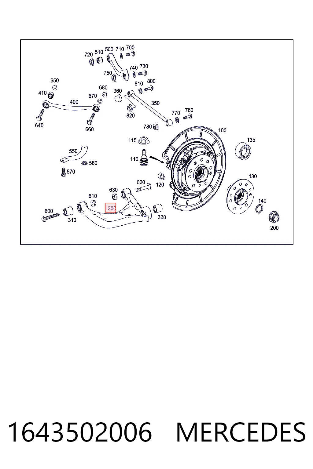 1643502006 Mercedes Балансир задний нижний, правый