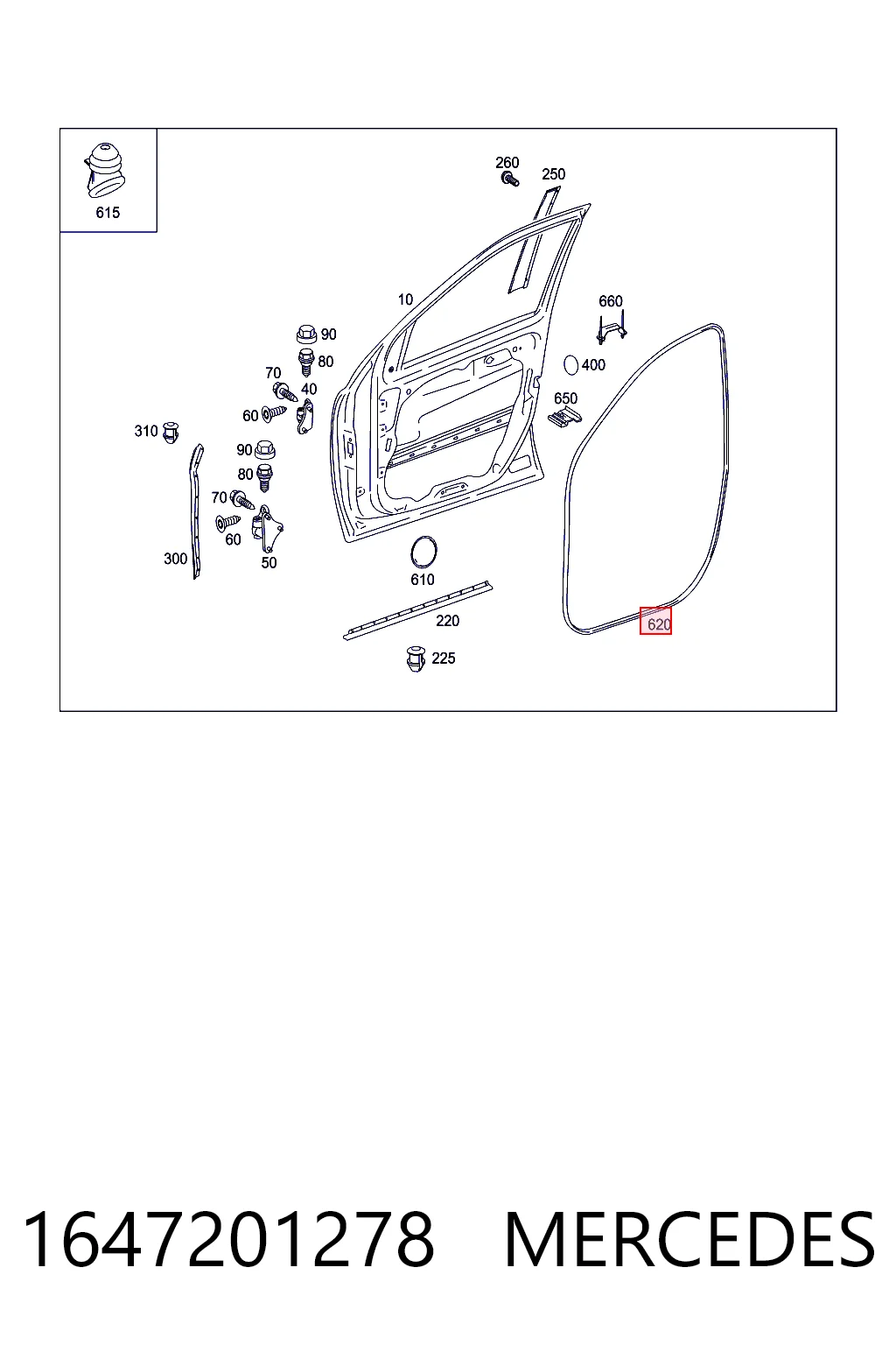 1647201278 Mercedes Уплотнитель левой передней двери