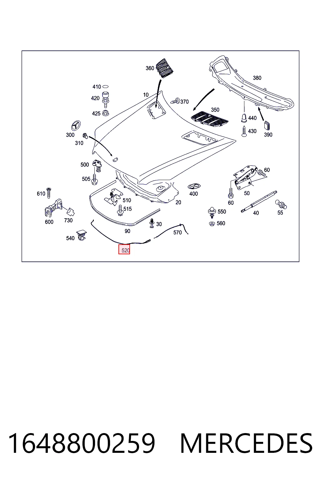 1648800259 Mercedes Трос открытия капота
