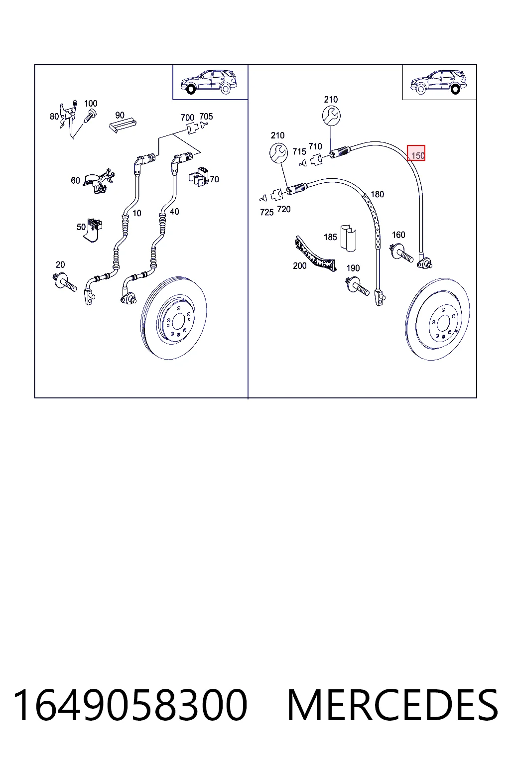 1649058300 Mercedes Датчик АБС (ABS) задний