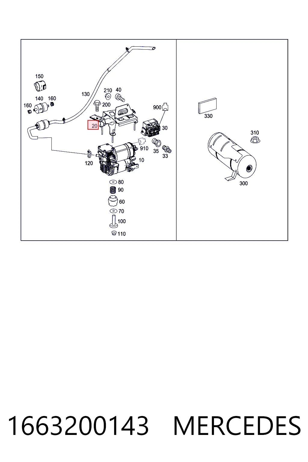 1663200143 Mercedes Кронштейн компрессора кондиционера