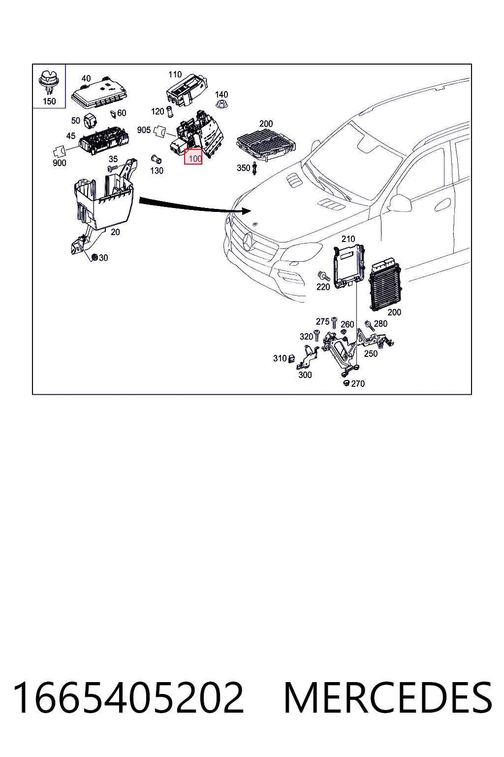 1665405202 Mercedes Монтажный блок предохранителей