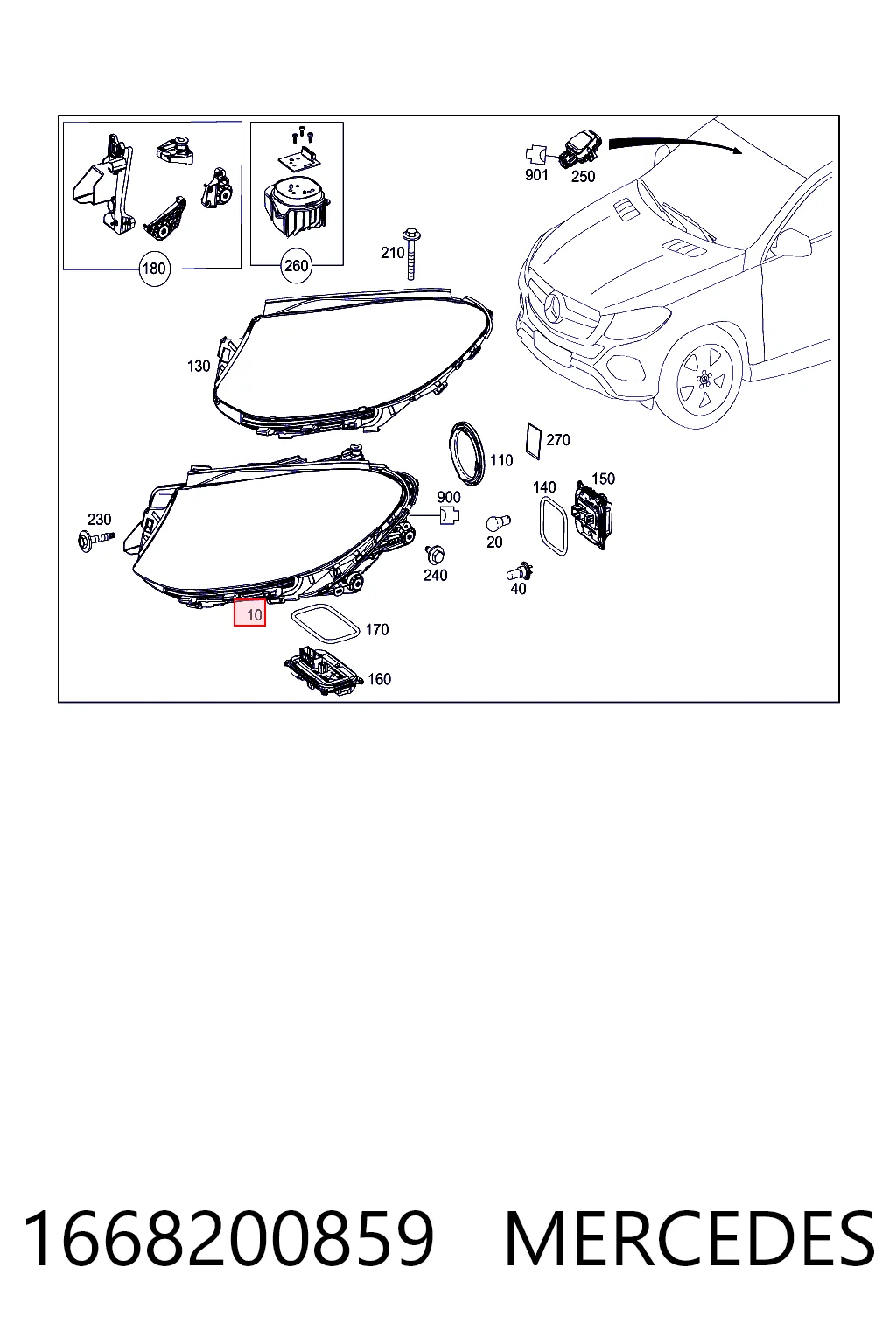 1668200859 Mercedes Фара передняя правая