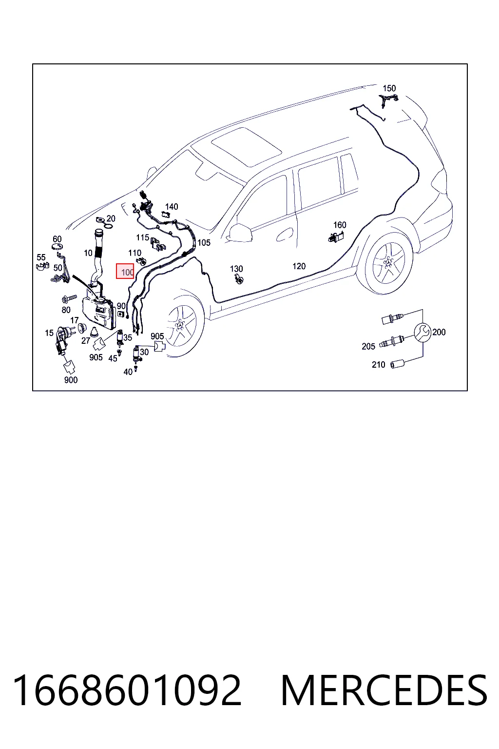 1668601092 Mercedes Шланг омывателя лобового стекла