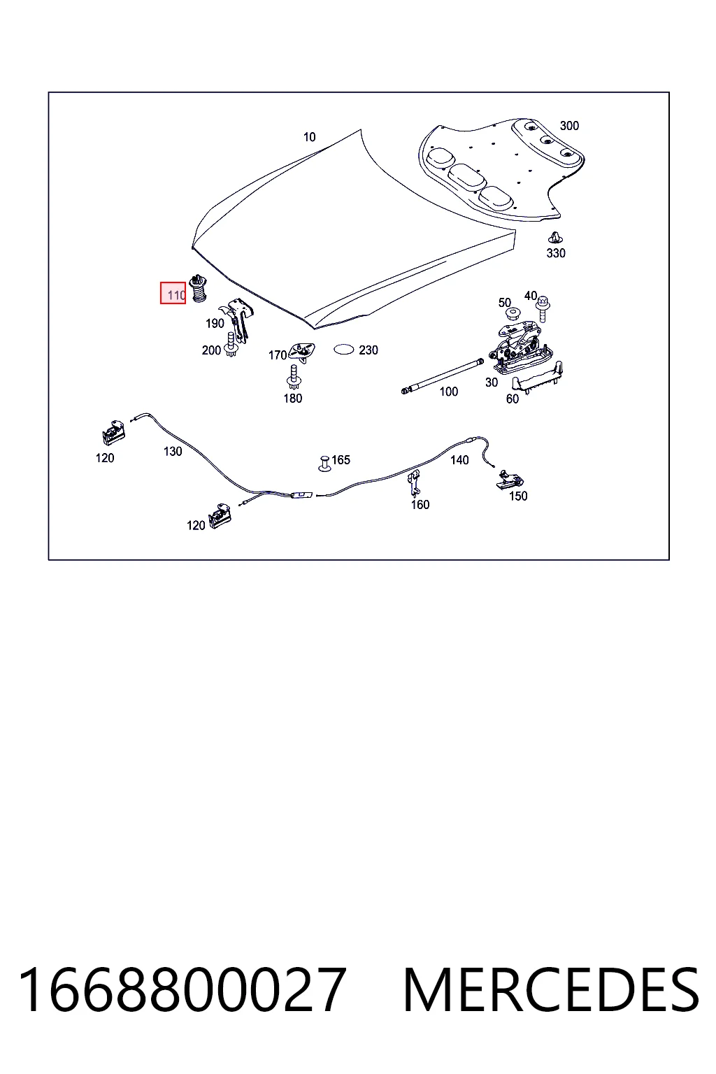 1668800027 Mercedes Буфер/отбойник капота