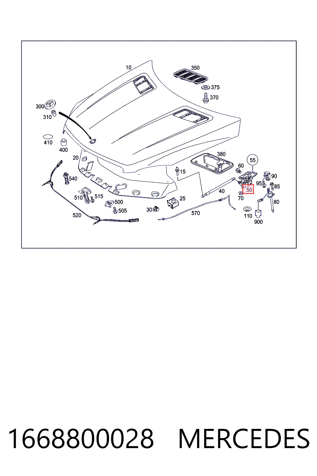 1668800028 Mercedes Шарнир капота правый