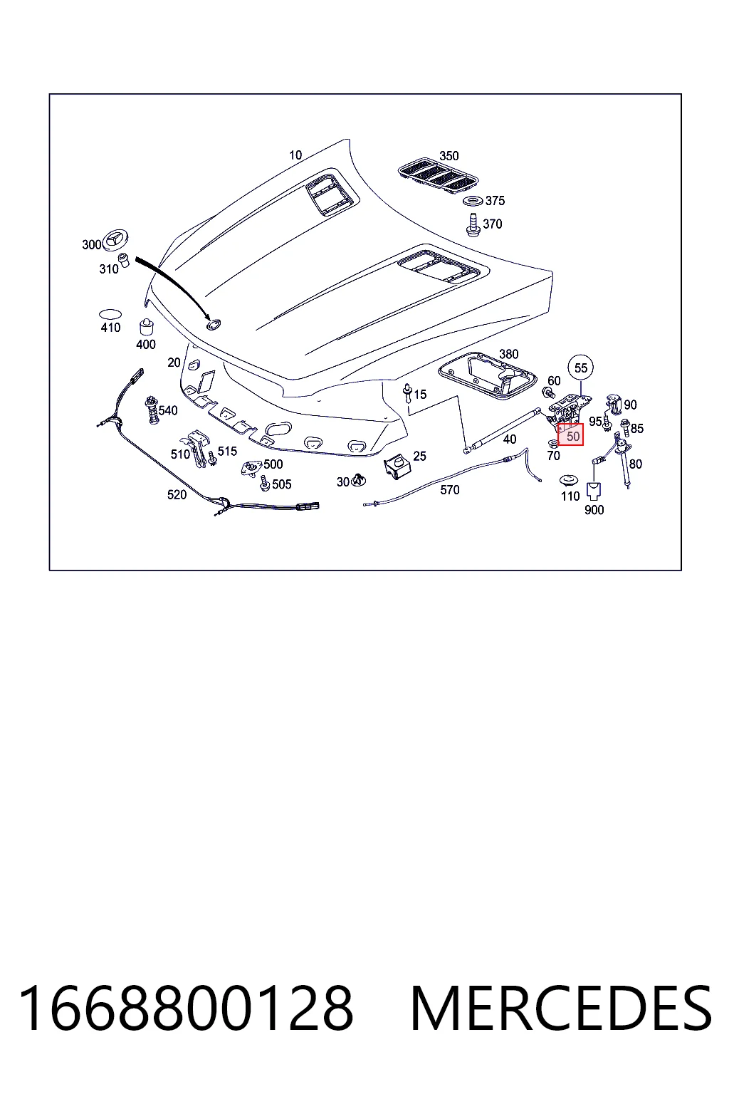 1668800128 Mercedes Шарнир капота левый
