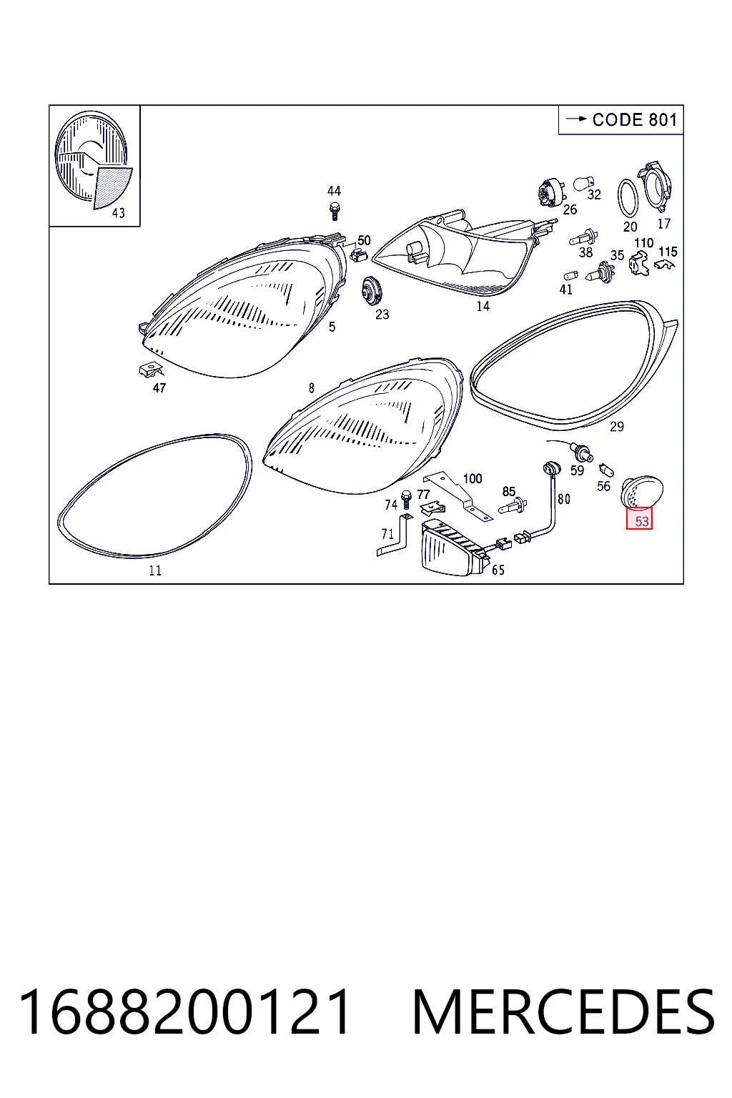 1688200121 Mercedes Повторитель поворота на крыло