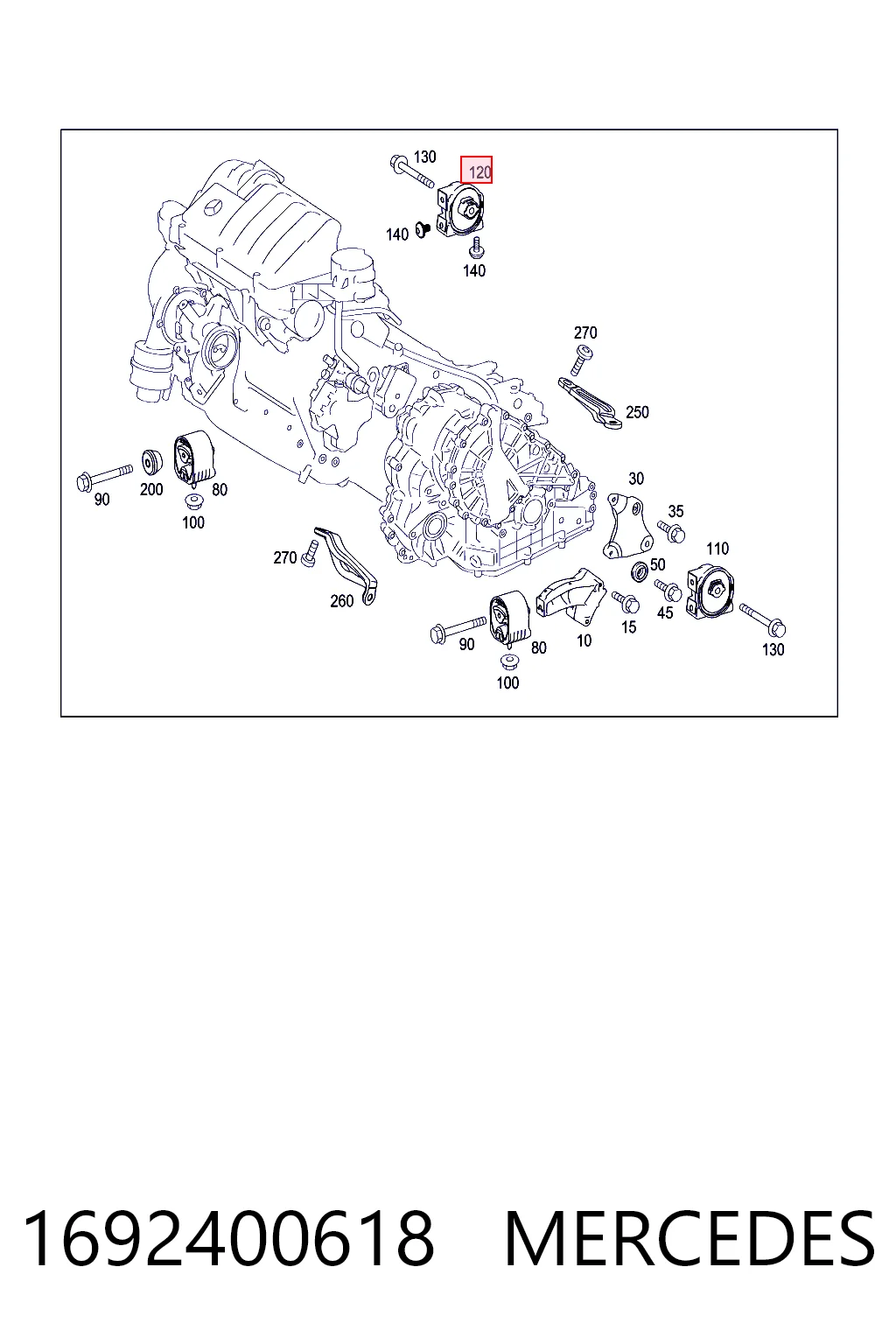 1692400618 Mercedes Задняя подушка двигателя