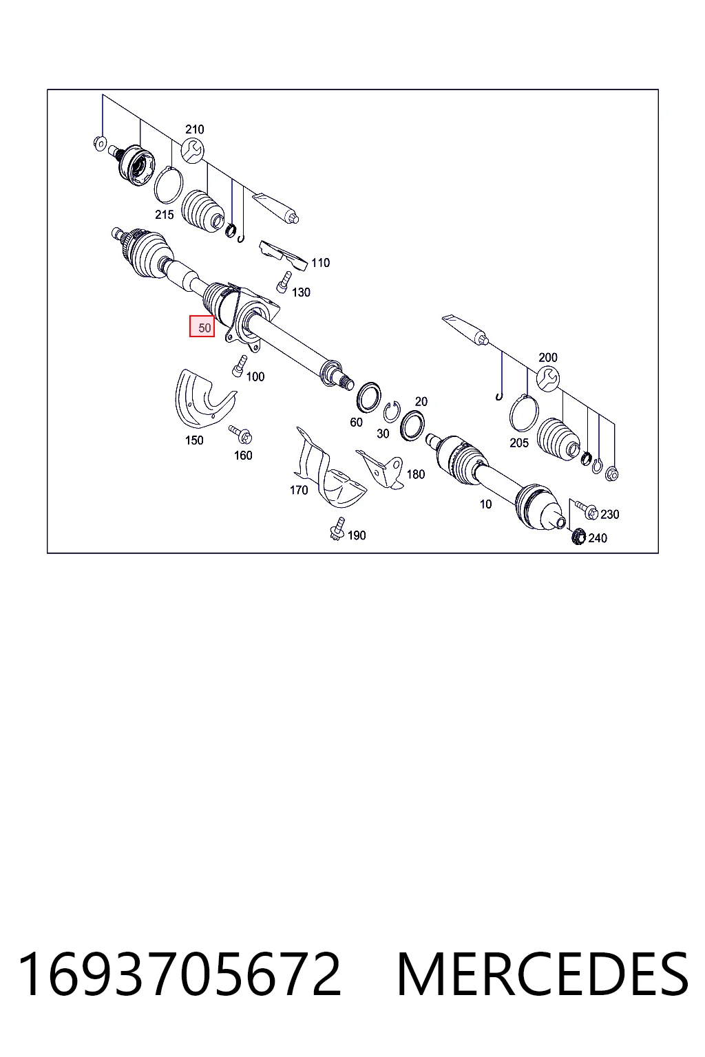 1693705672 Mercedes Полуось передняя, правая