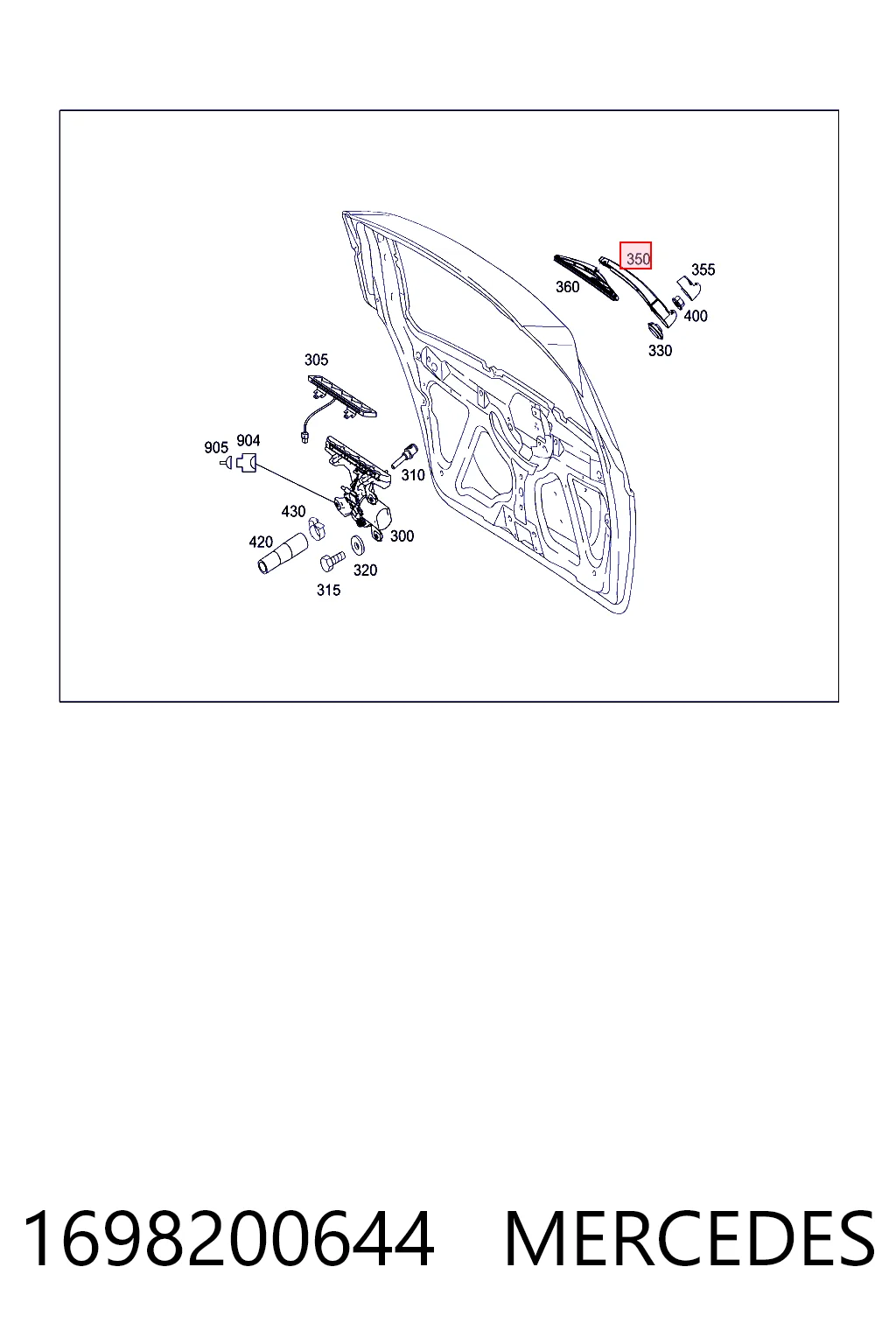 1698200644 Mercedes Рычаг-поводок дворника заднего стекла