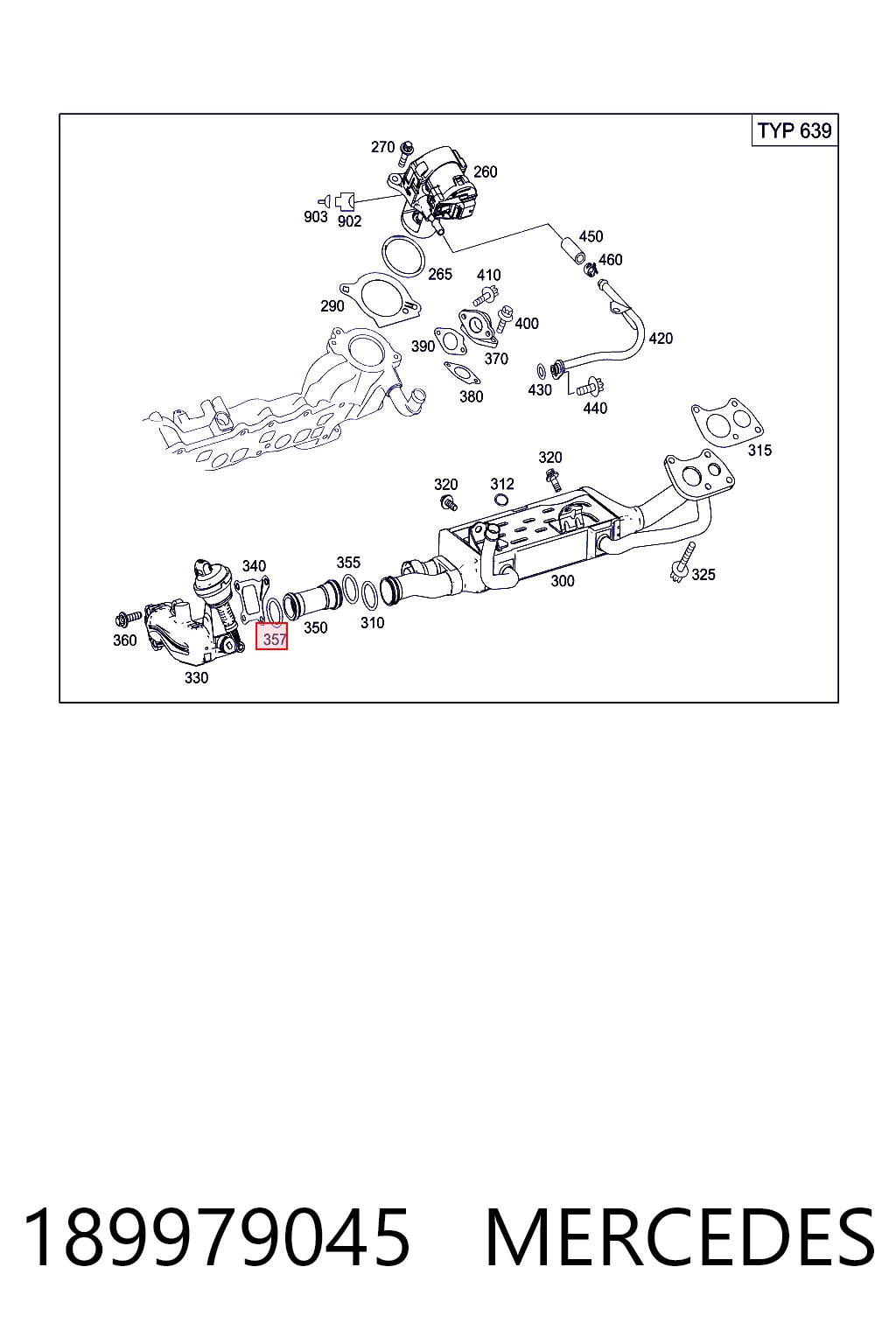 189979045 Mercedes Прокладка EGR клапана рециркуляции