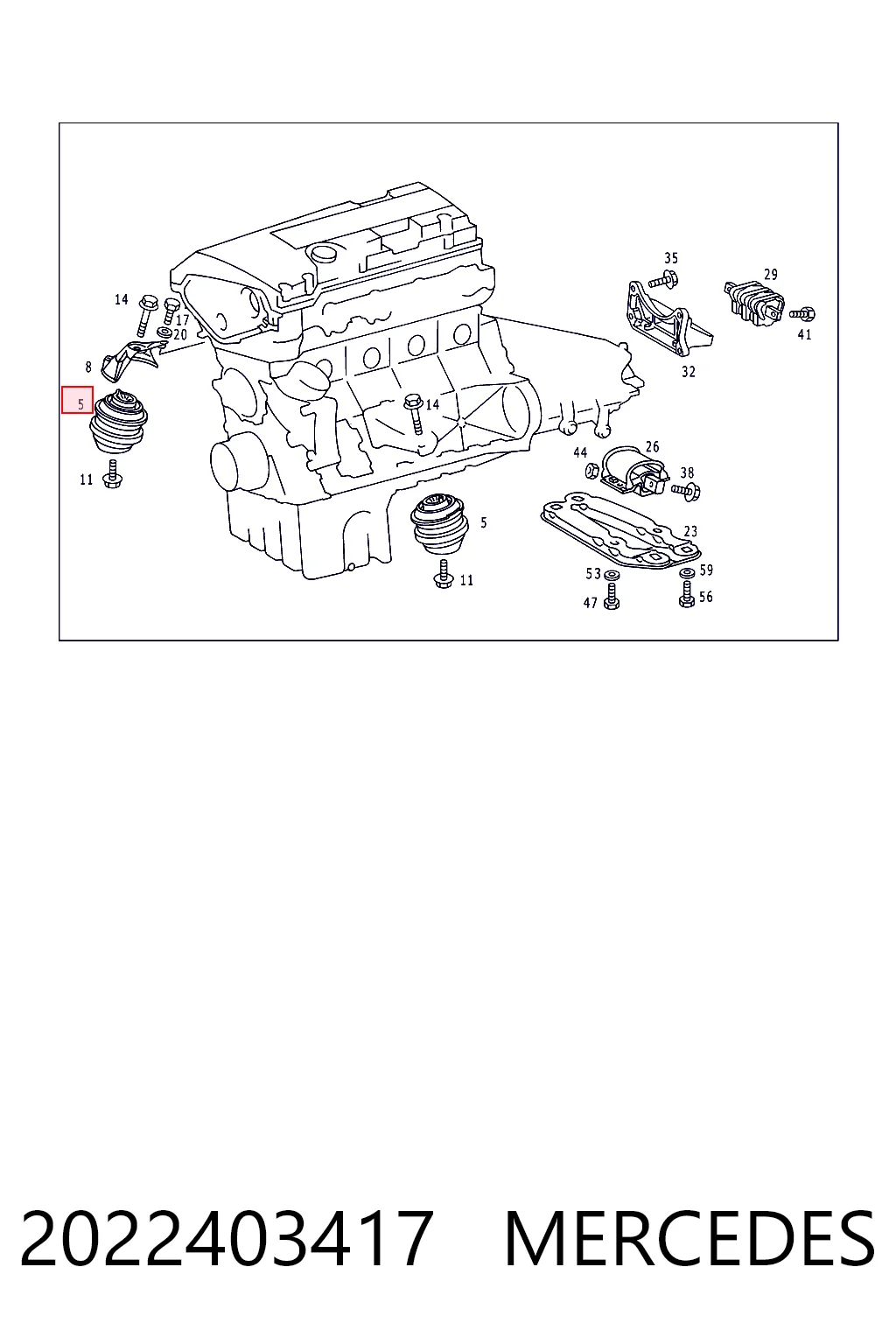 2022403417 Mercedes Опора двигателя, левая/правая