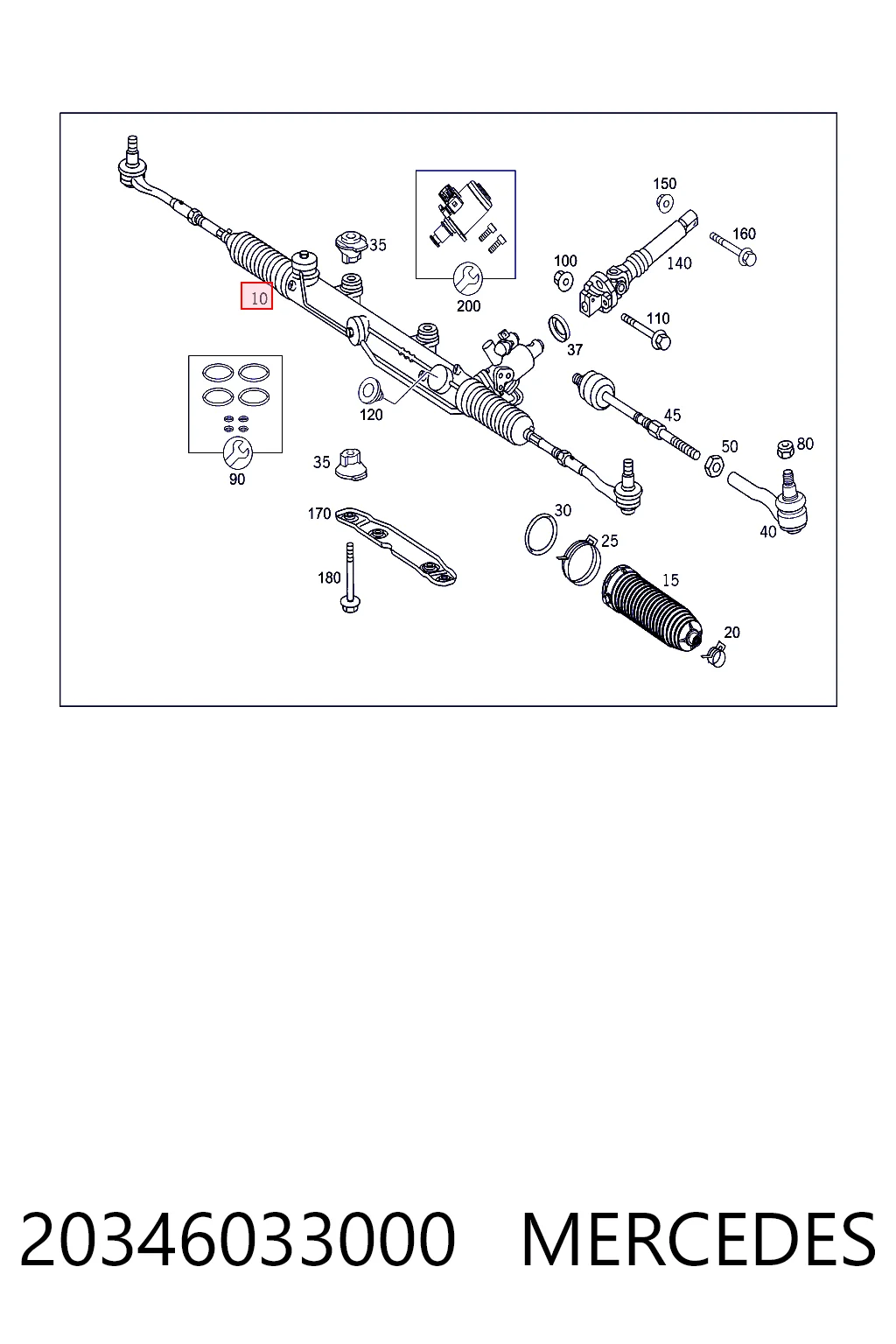 Реечный рулевой механизм Mercedes C седан (W203) (2000 - 2007) цена, от 204.68 USD